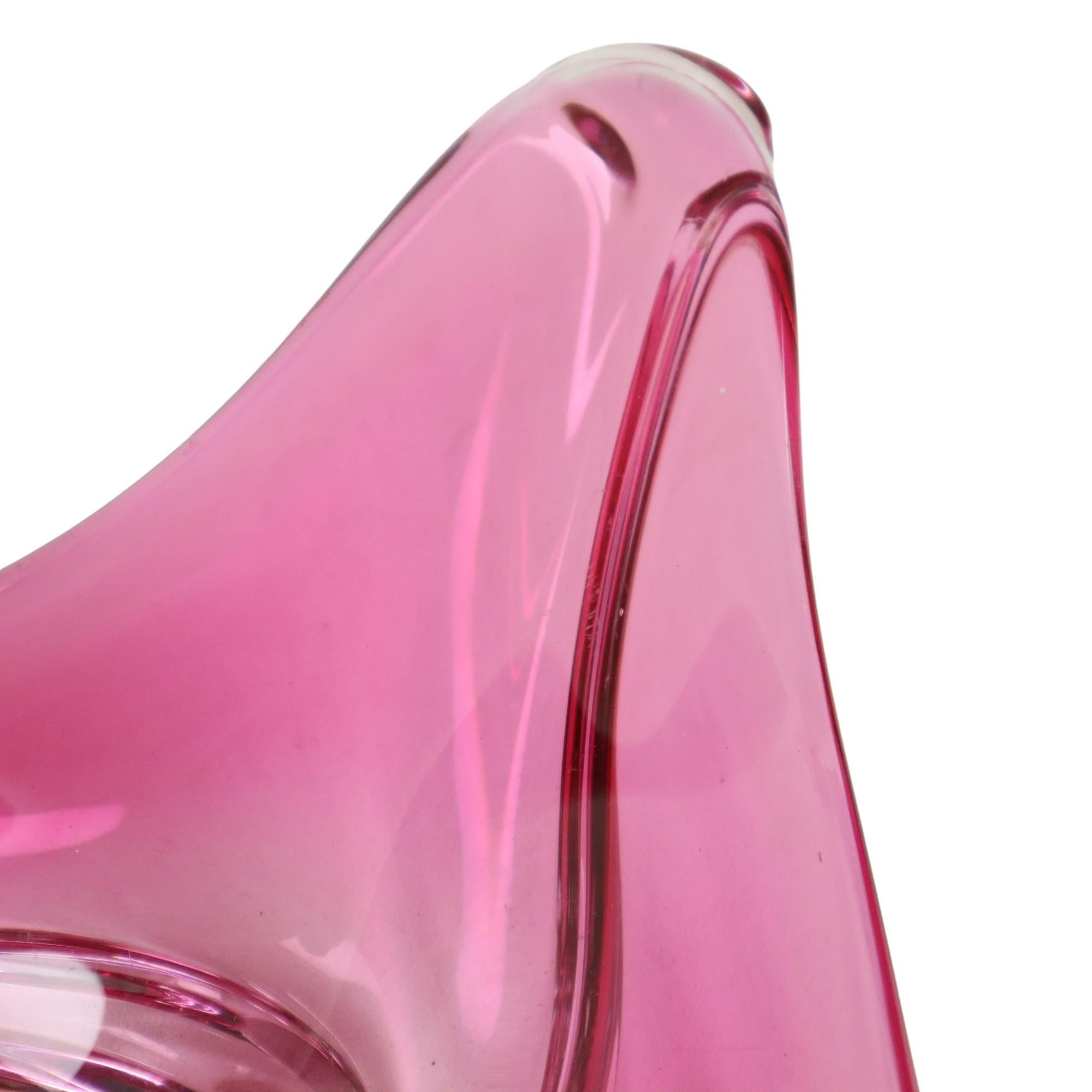 Bol en cristal rose Val Saint Lambert des années 1960 en vente 2