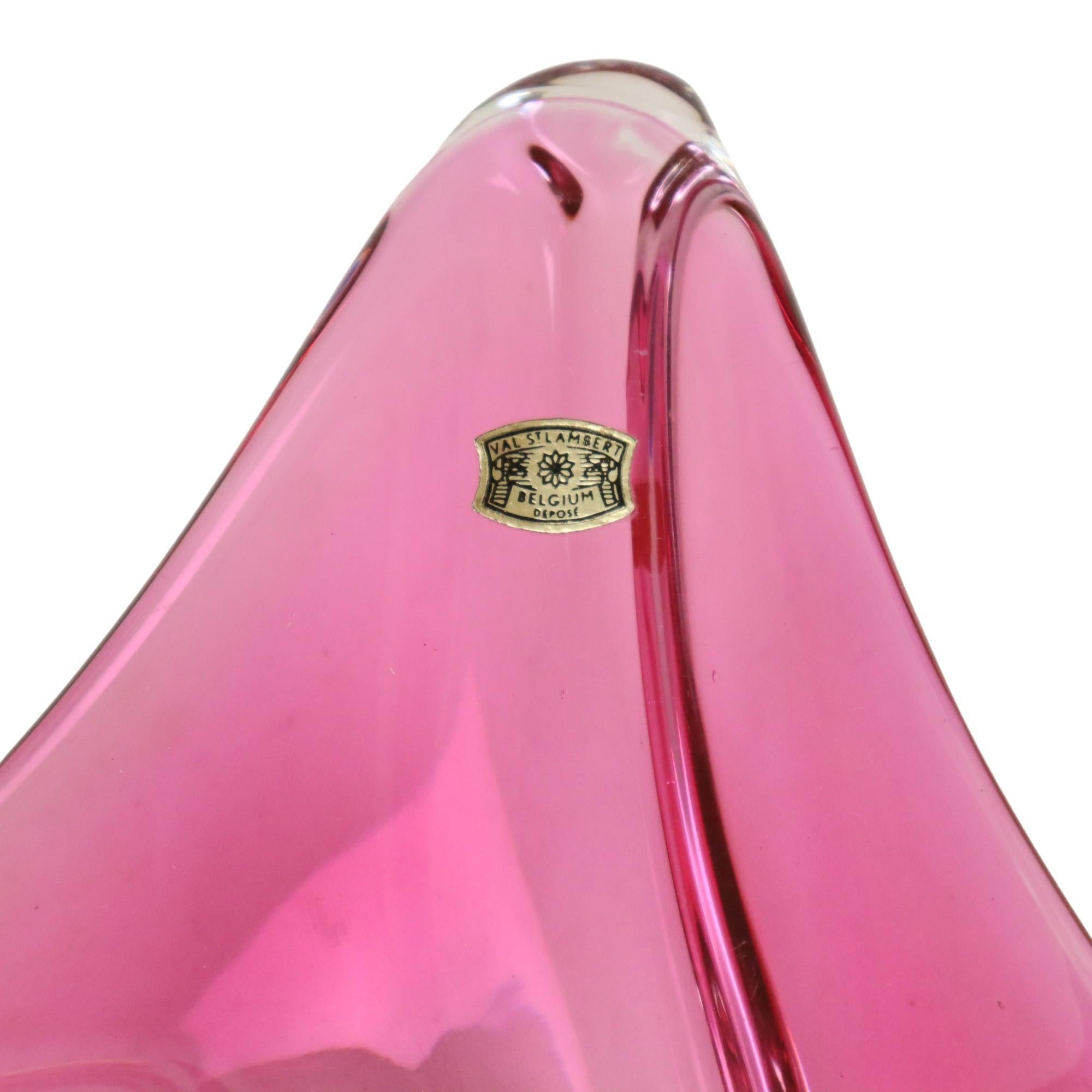 Bol en cristal rose Val Saint Lambert des années 1960 en vente 3