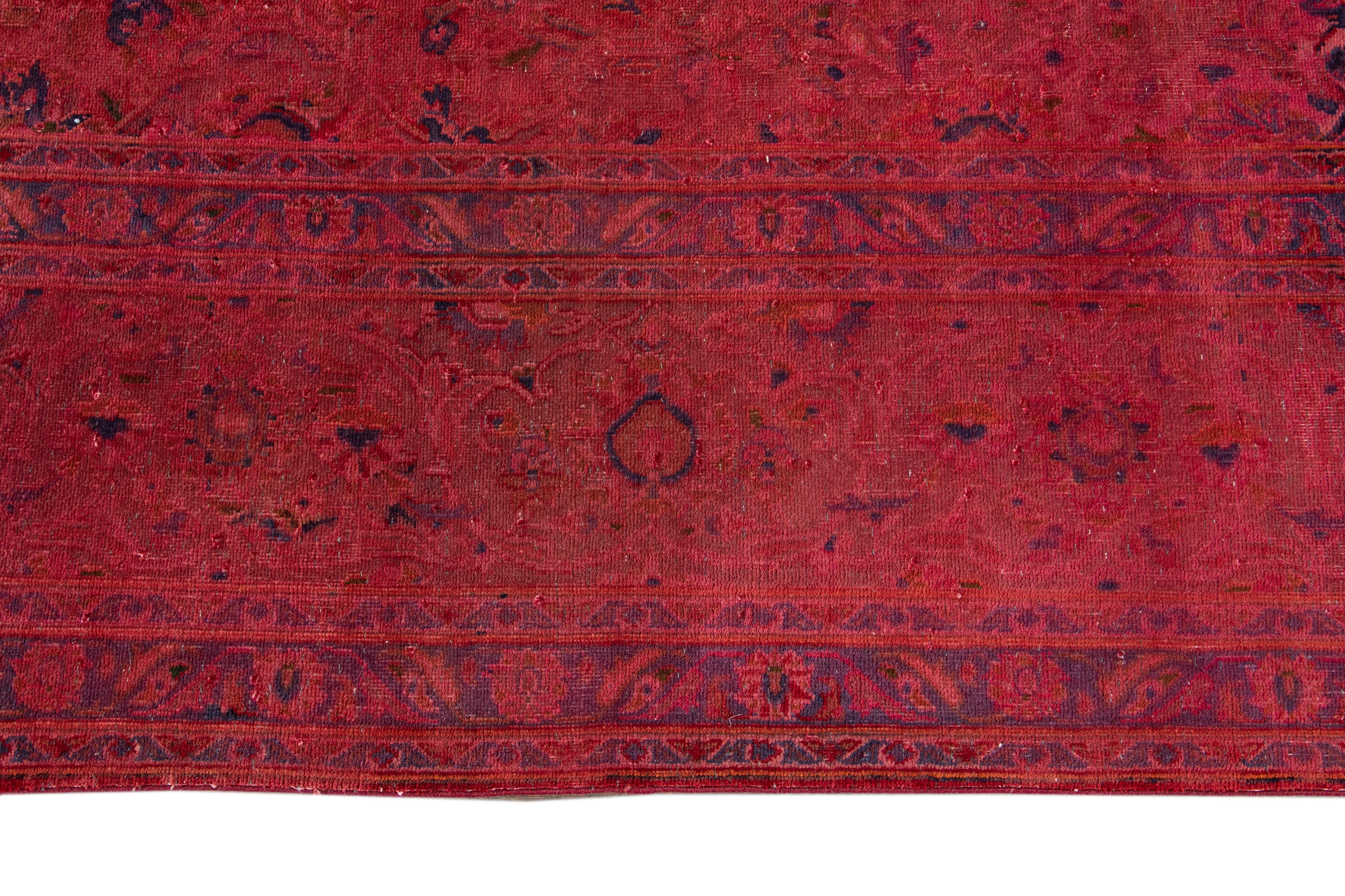 Hand-Knotted Vintage Pink Distressed Overdyed Rug For Sale