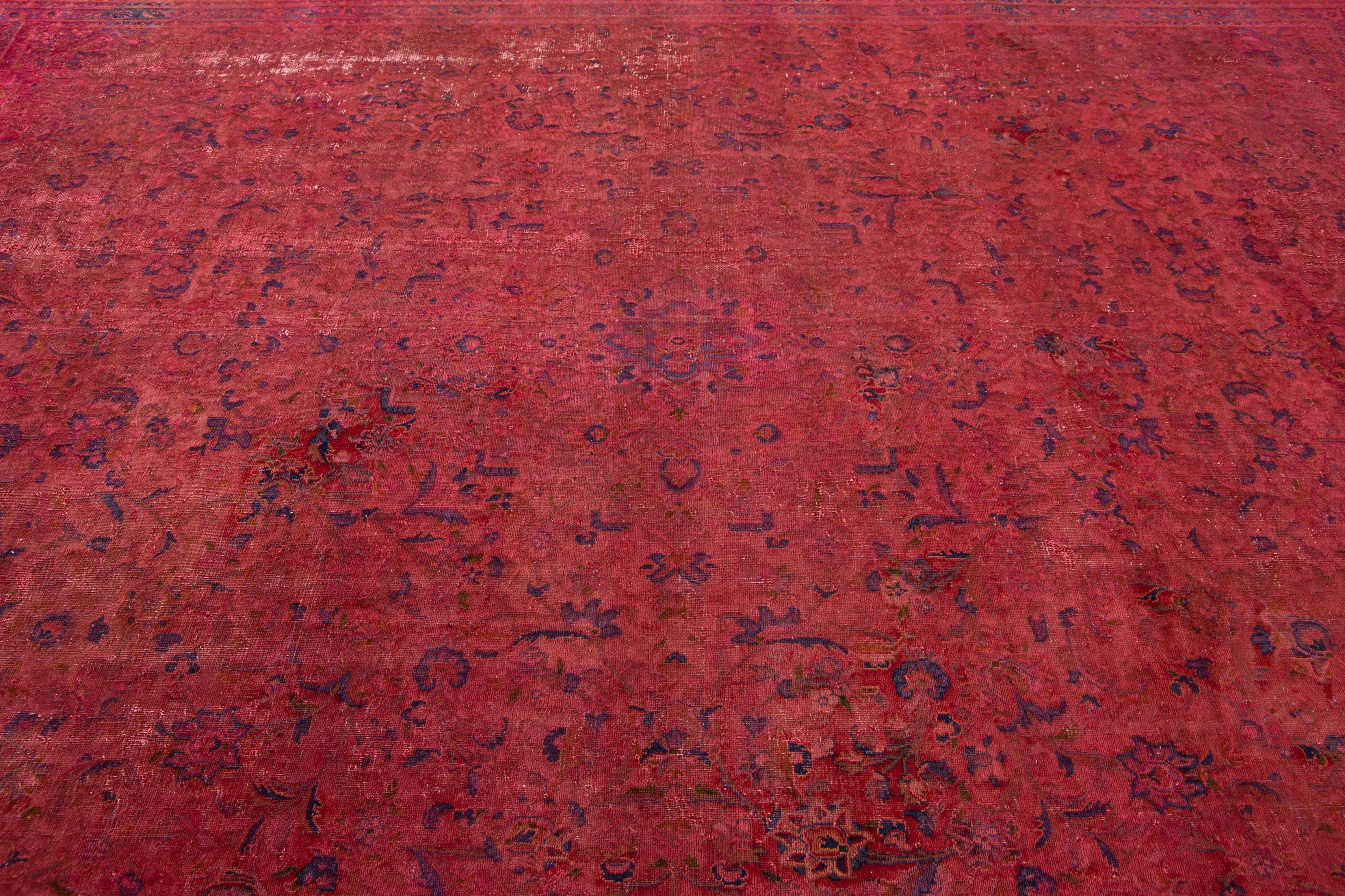 20th Century Vintage Pink Distressed Overdyed Rug For Sale