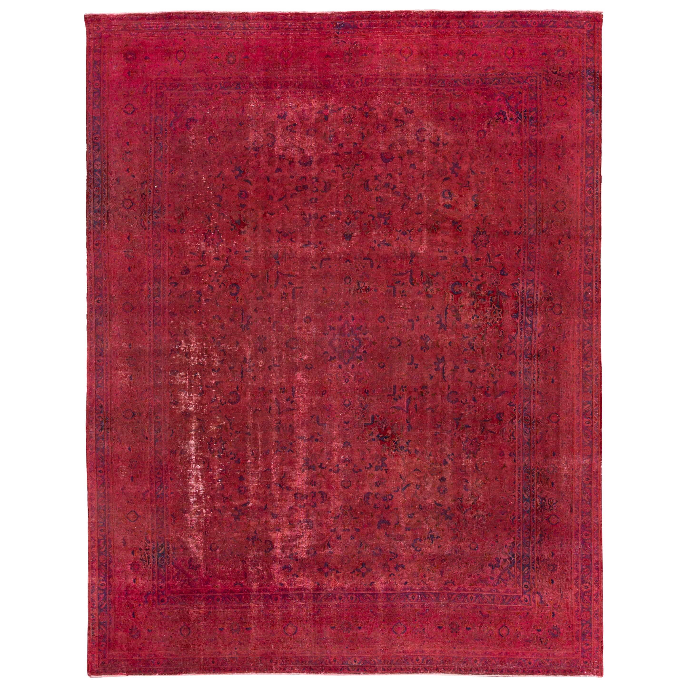 Vintage Pink Distressed Overdyed Rug For Sale