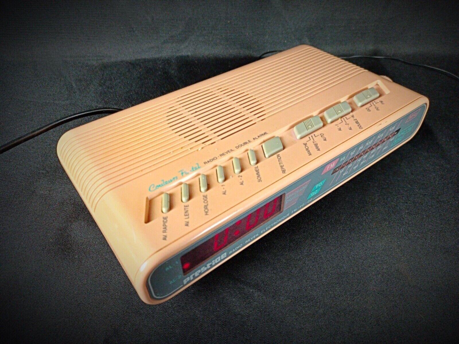 Plastic Vintage Pink Electronic Alarm Clock Radio - Prestige Model No. 736 FM/AM, 2Y117