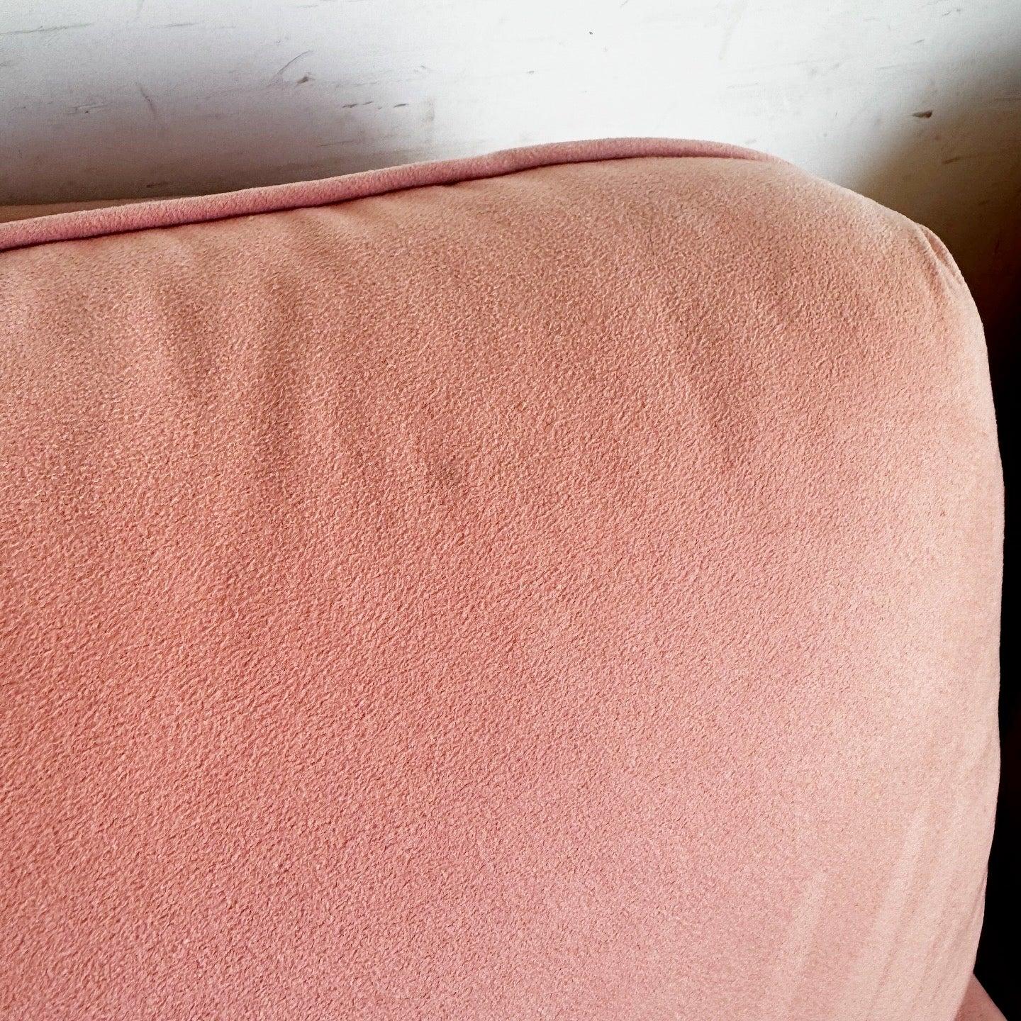 Übergroße Vintage-Loungesessel aus rosa Stoff in Übergröße - ein Paar im Angebot 6