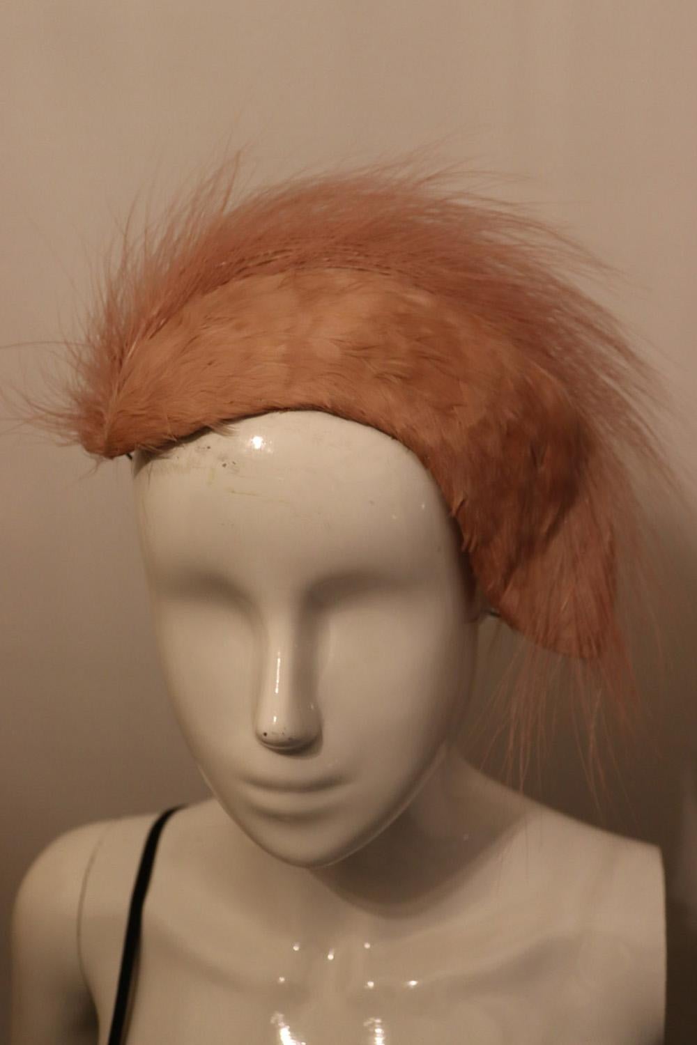 Vintage Pink Feather Headpiece For Sale 1