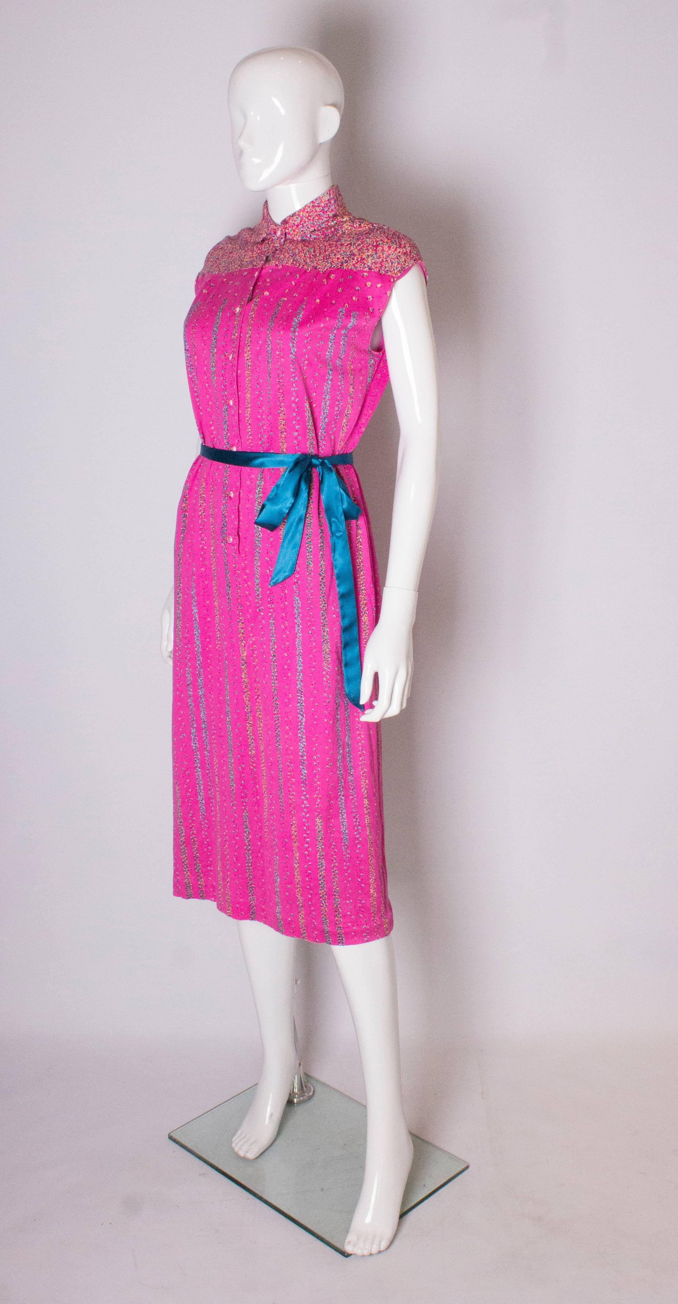 Vintage Pink Fink Cotton Jersey  Day Dress In Good Condition For Sale In London, GB