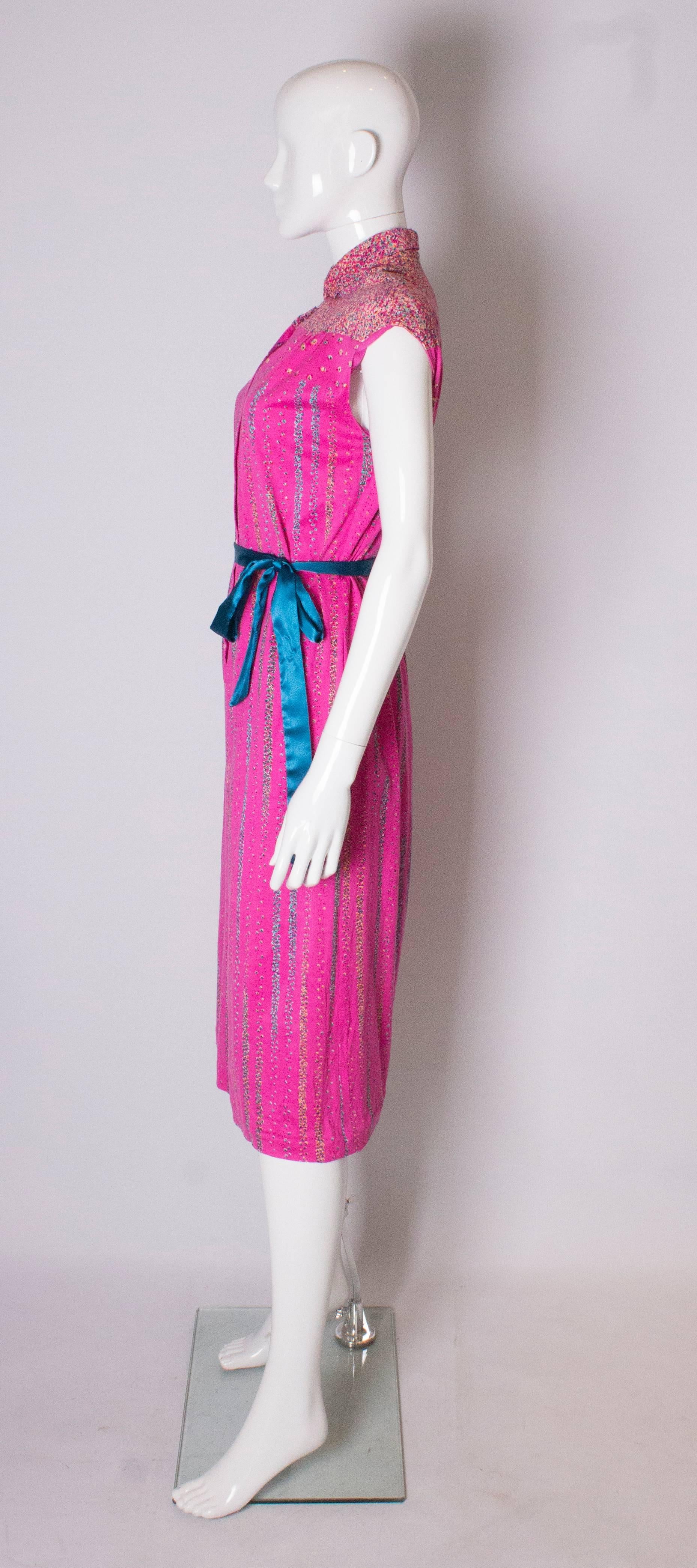 Vintage Pink Fink Cotton Jersey  Day Dress For Sale 1