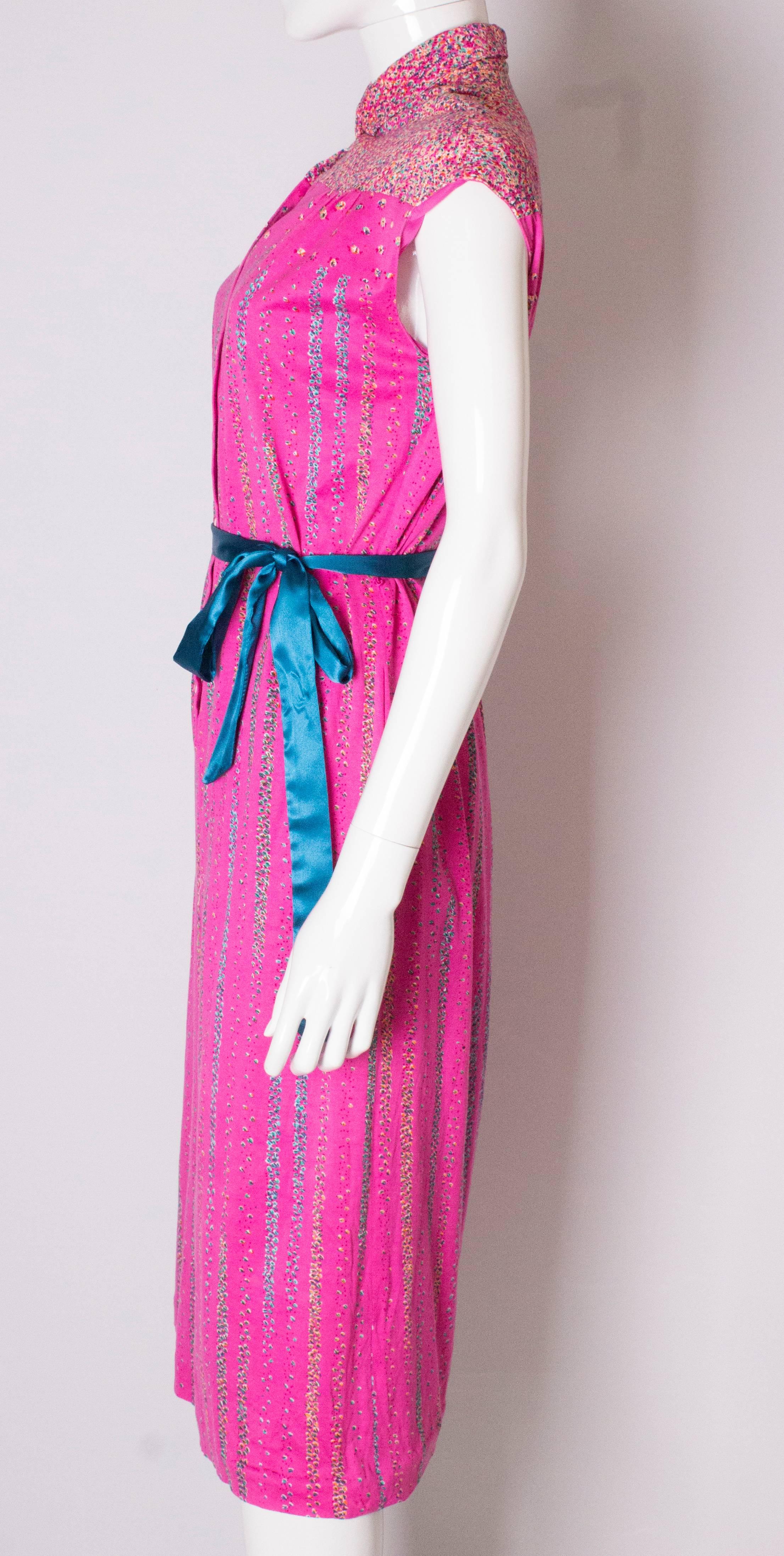 Vintage Pink Fink Cotton Jersey  Day Dress For Sale 2