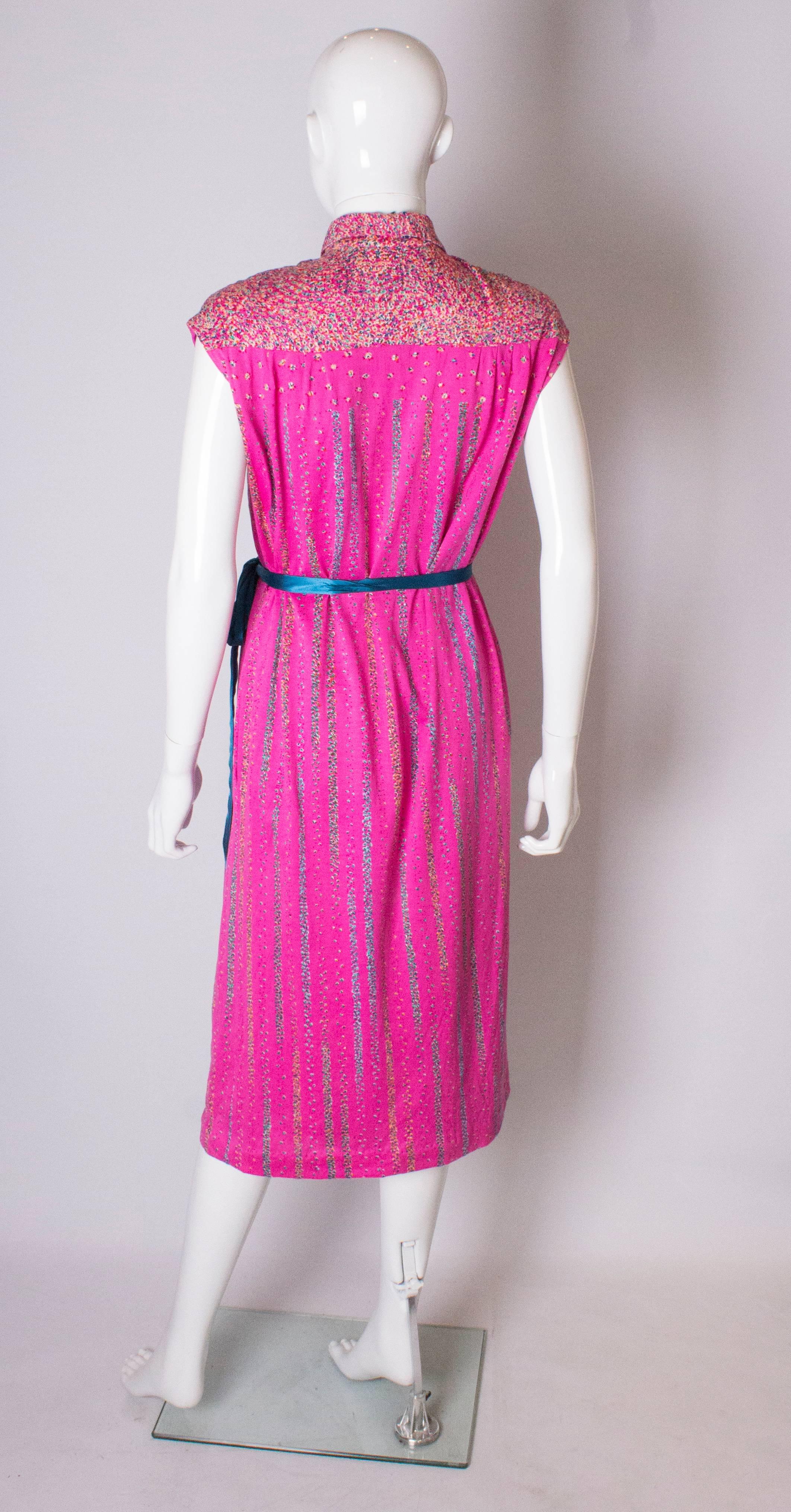 Vintage Pink Fink Cotton Jersey  Day Dress For Sale 3