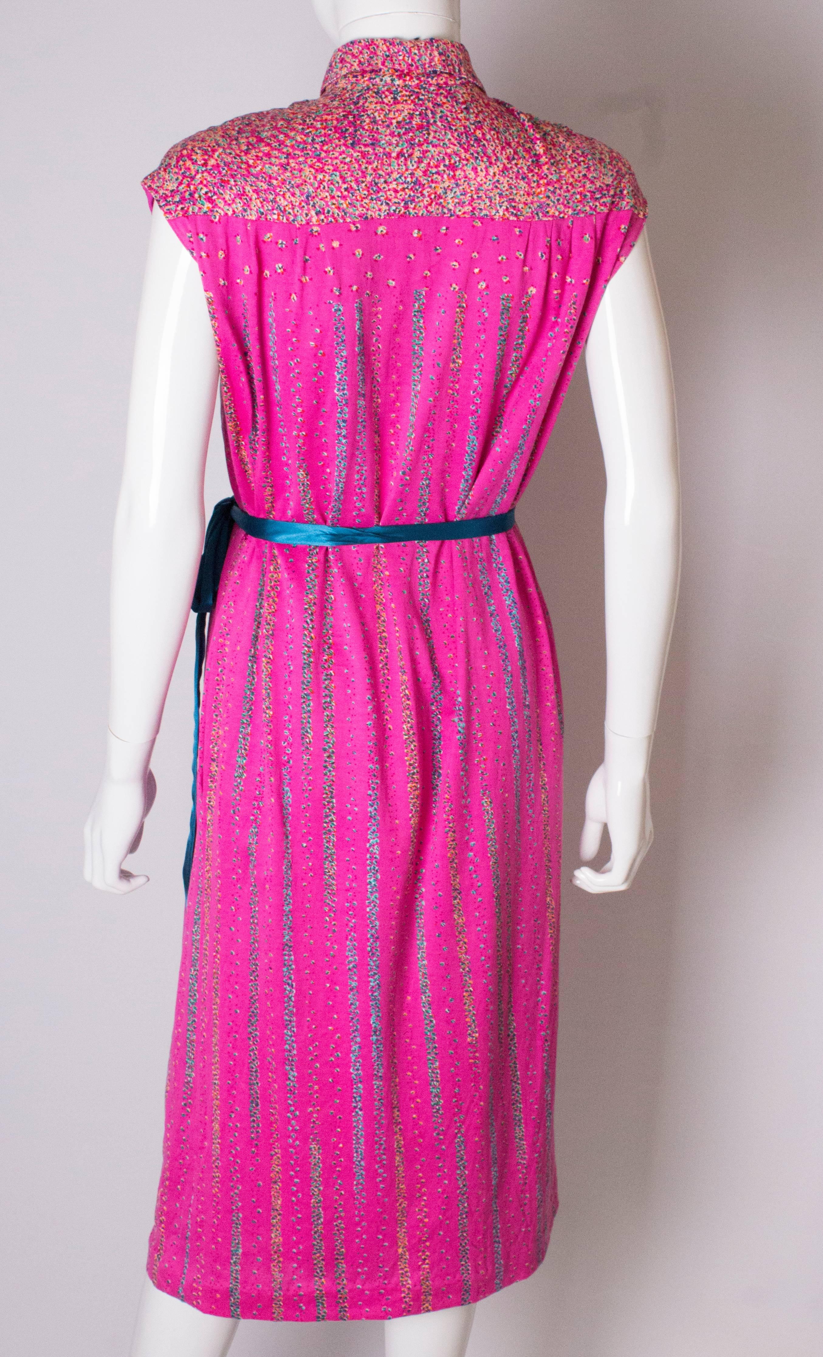 Vintage Pink Fink Cotton Jersey  Day Dress For Sale 4