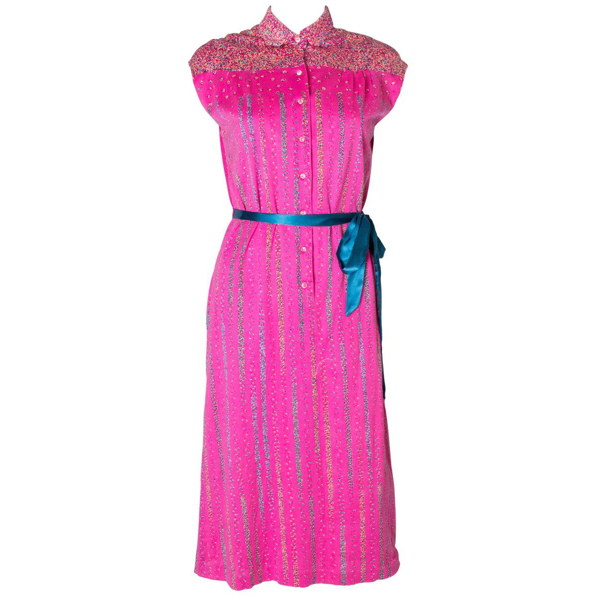 Vintage Pink Fink Cotton Jersey  Day Dress For Sale