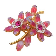 Used Pink Glass Bouquet Brooch 1930
s