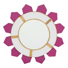 Vintage Pink Glass Sunburst Mirror