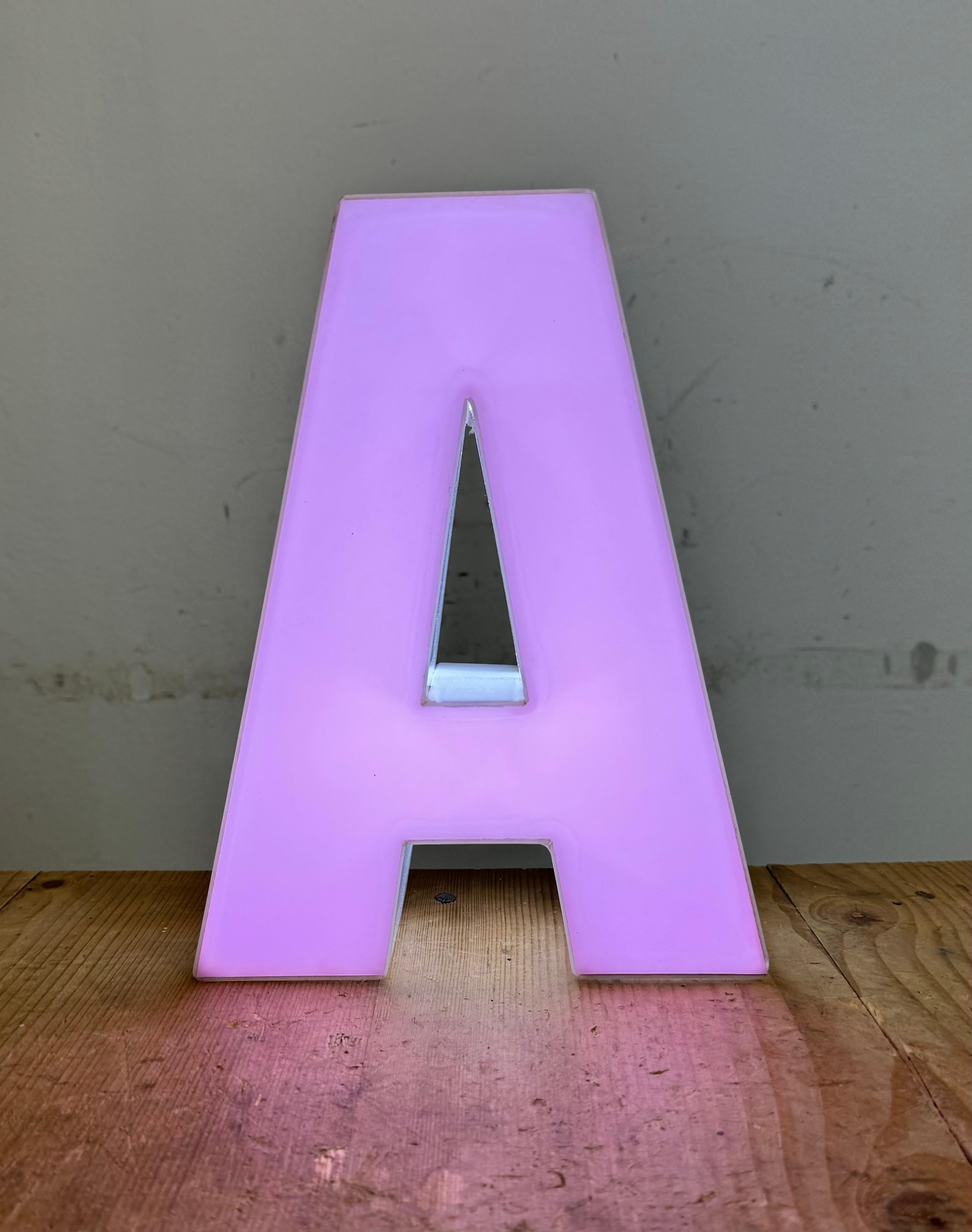 Vintage Pink Illuminated Letter A , 1970s For Sale 7
