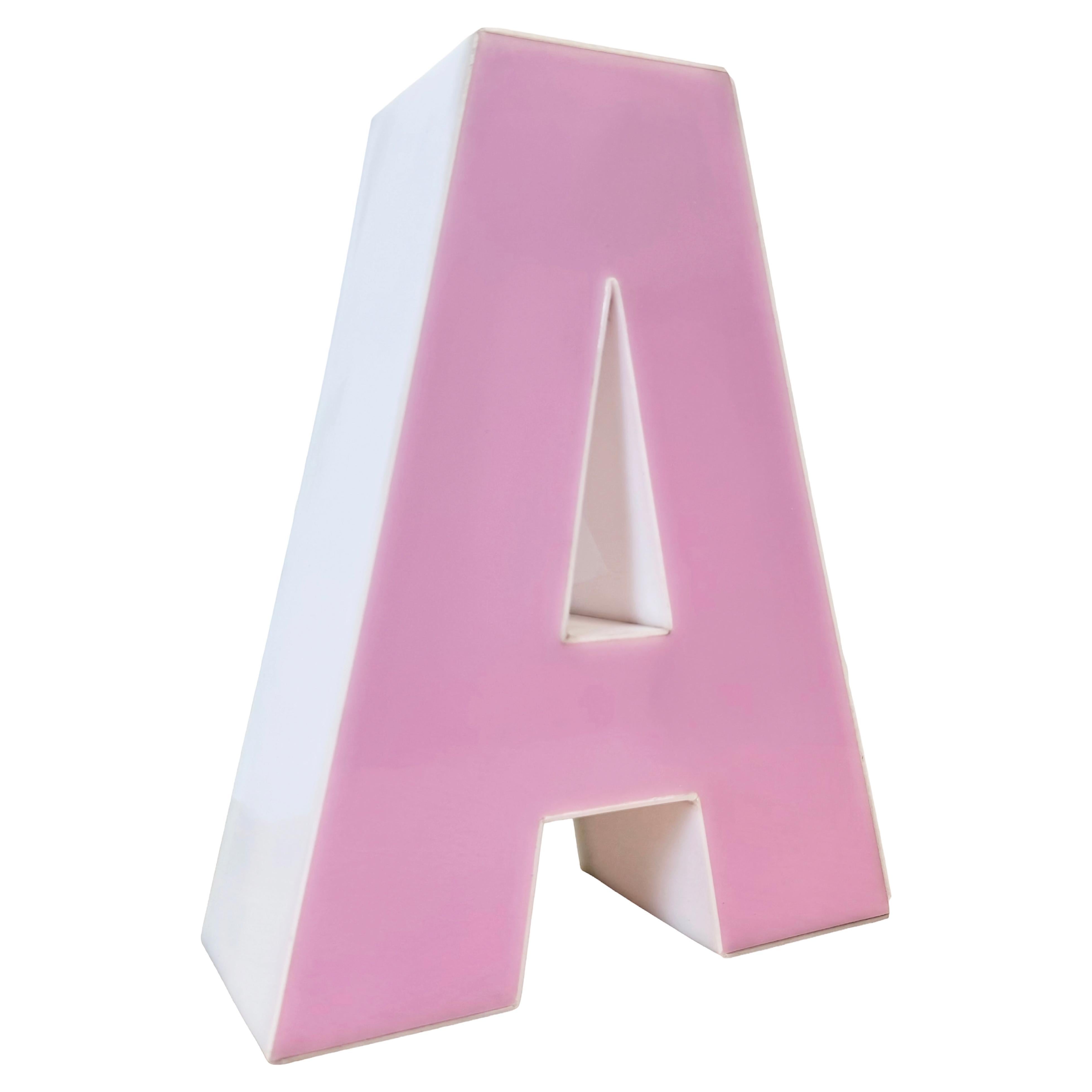 Vintage Pink Illuminated Letter A , 1970s For Sale