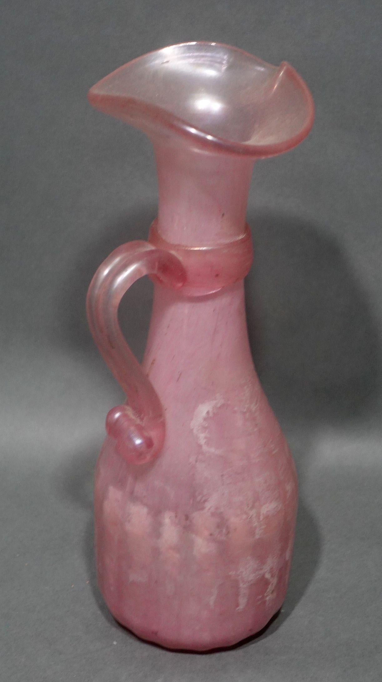 Vintage Pink Italian Art Glass Pitcher For Sale 2