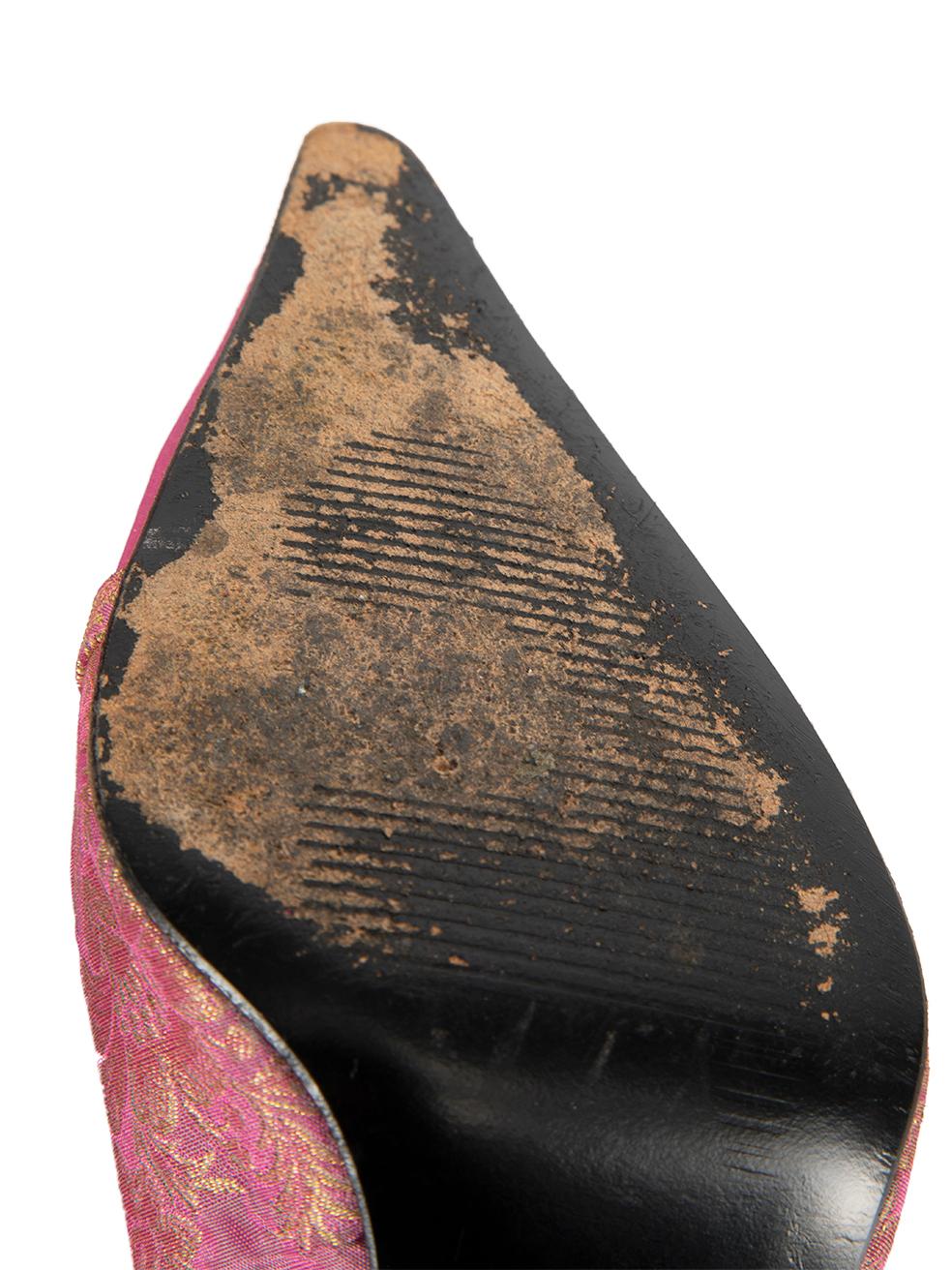 Vintage Pink Jacquard Slingback Heels Size IT 37.5 1