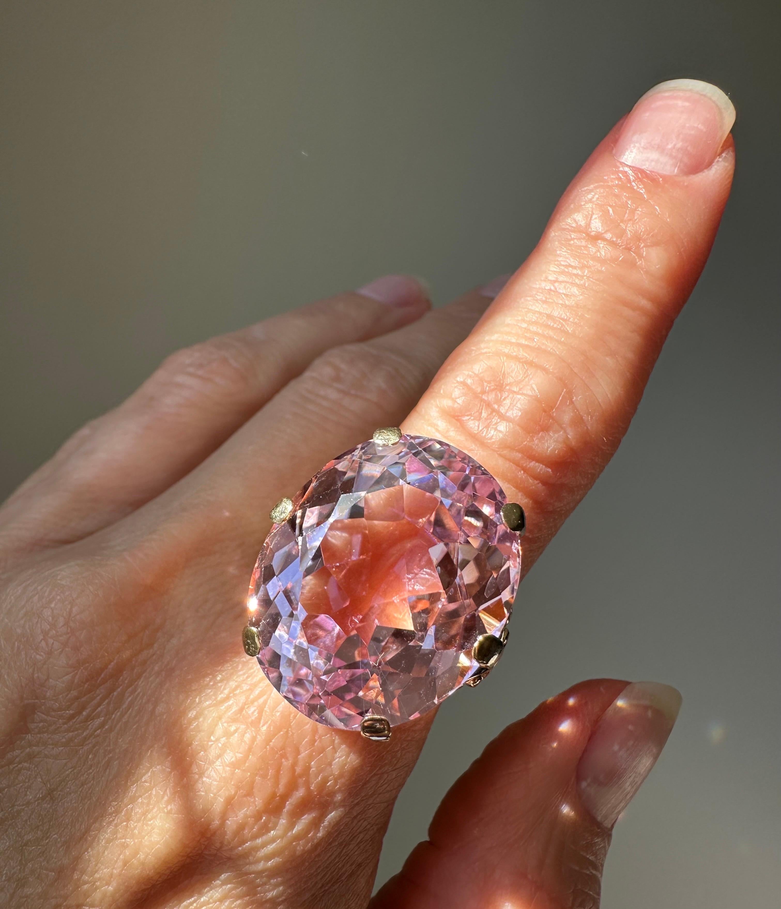 Contemporary Vintage Pink Kunzite Cocktail Ring  For Sale