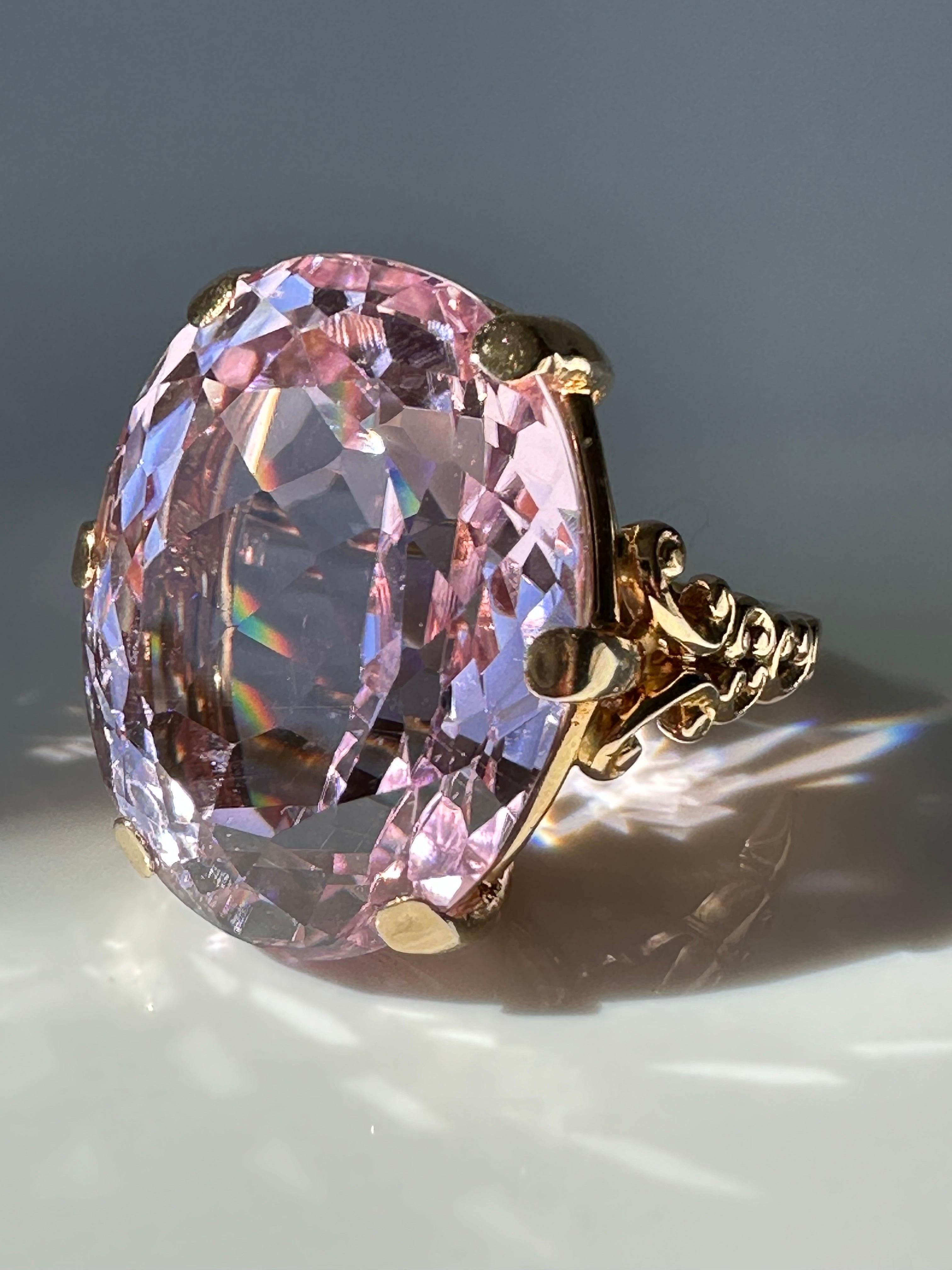 Oval Cut Vintage Pink Kunzite Cocktail Ring  For Sale