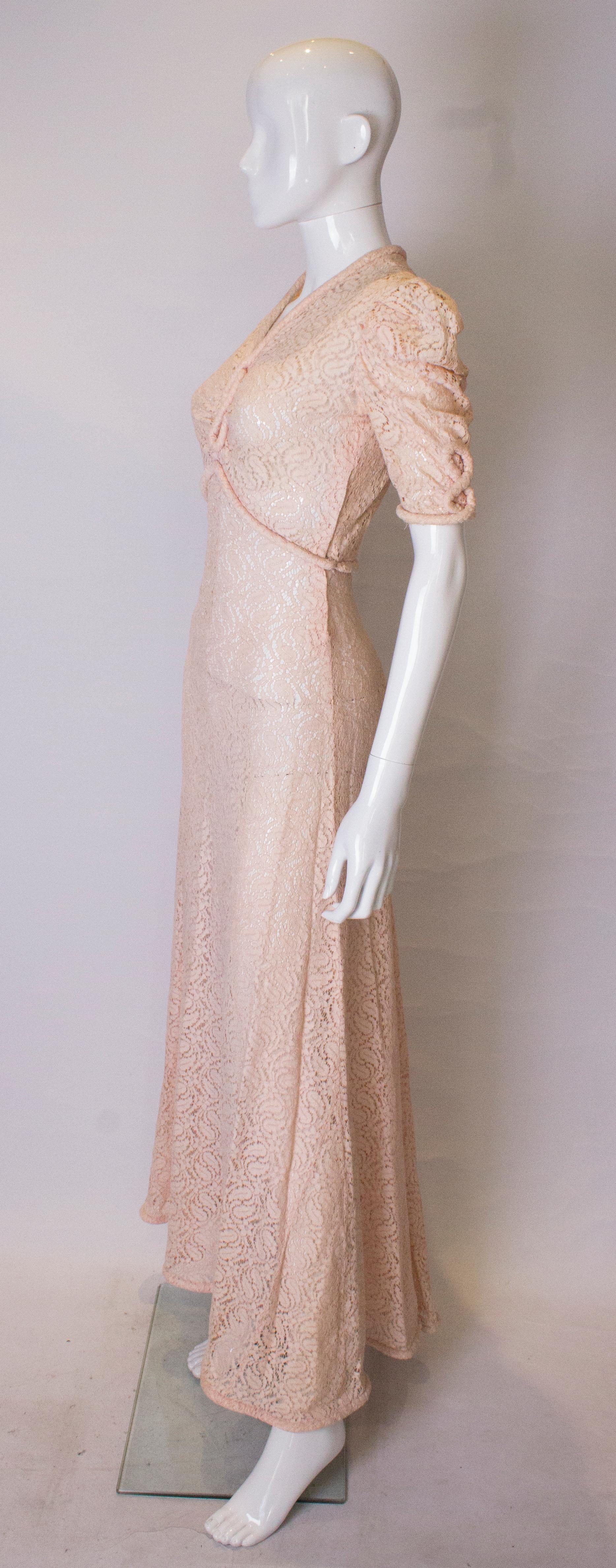Women's Vintage Pink Lace Gown