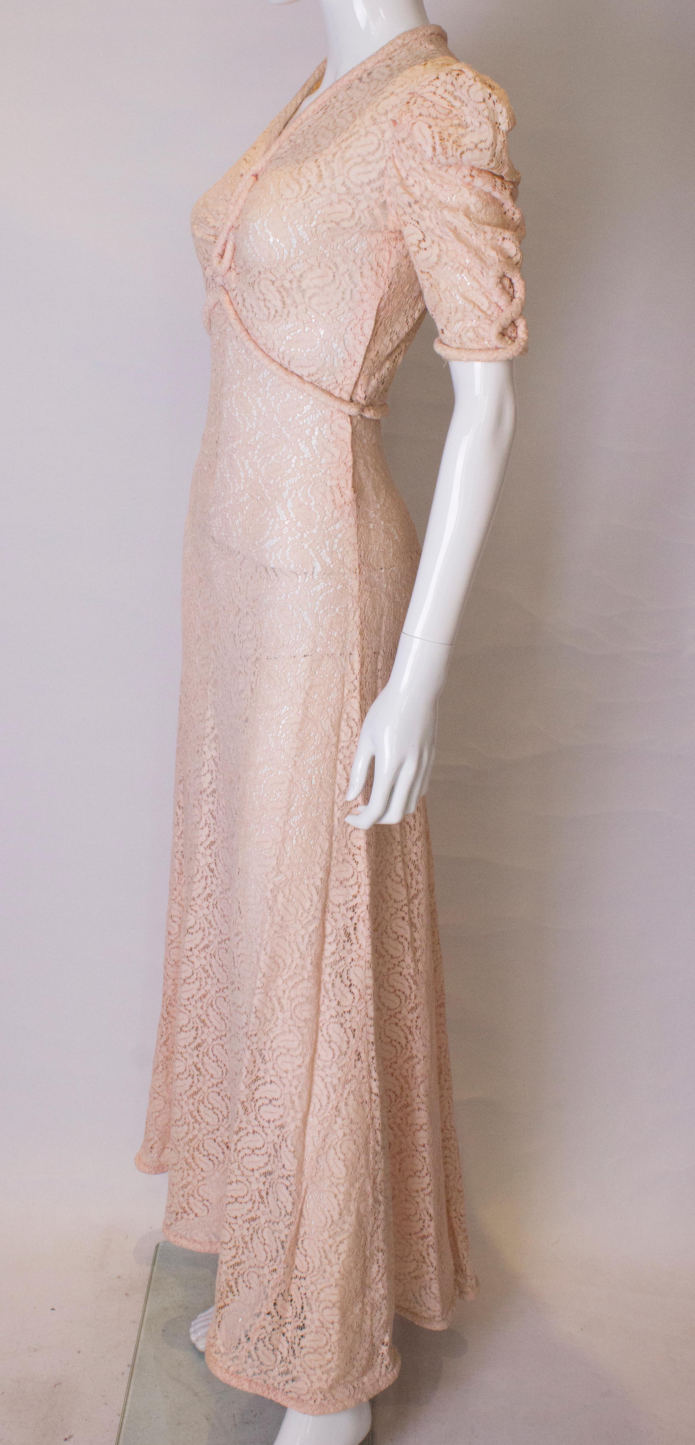 Vintage Pink Lace Gown 1