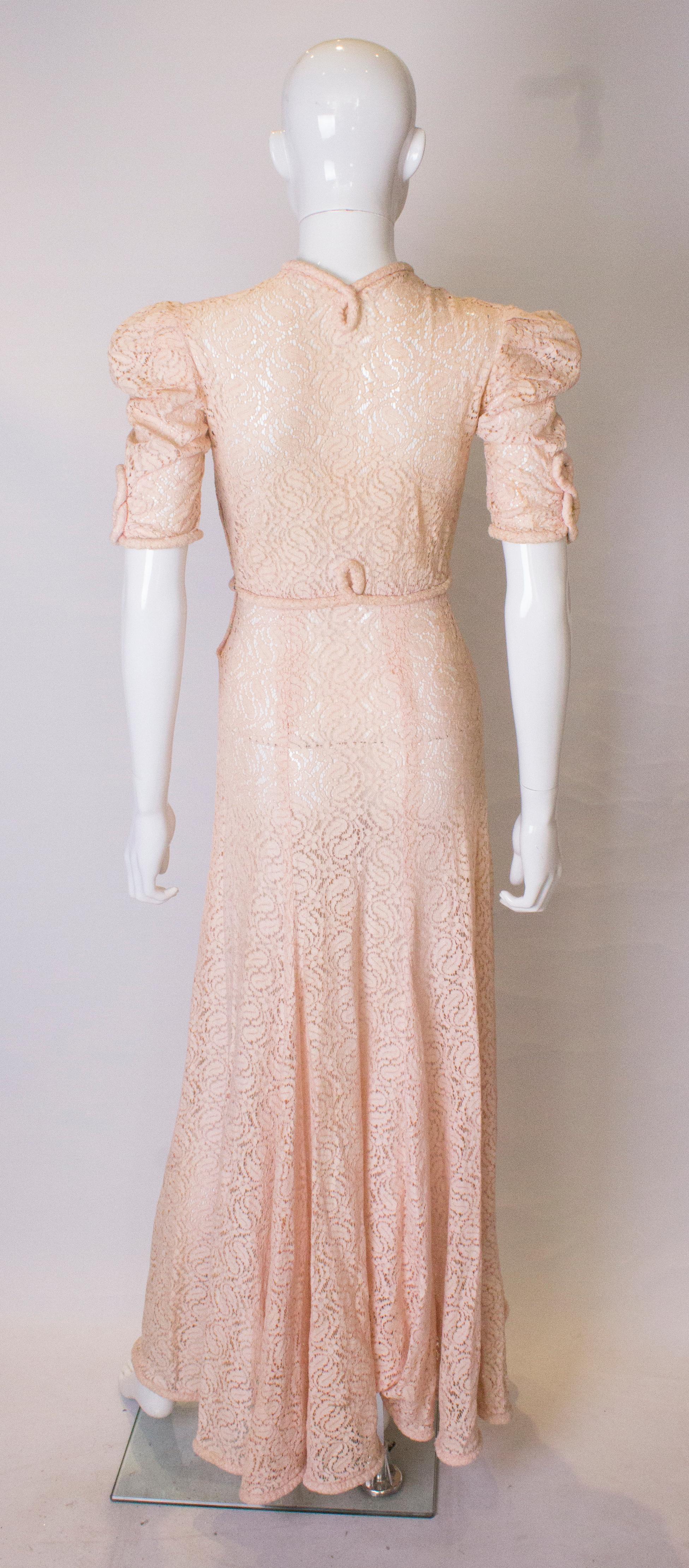 Vintage Pink Lace Gown 2