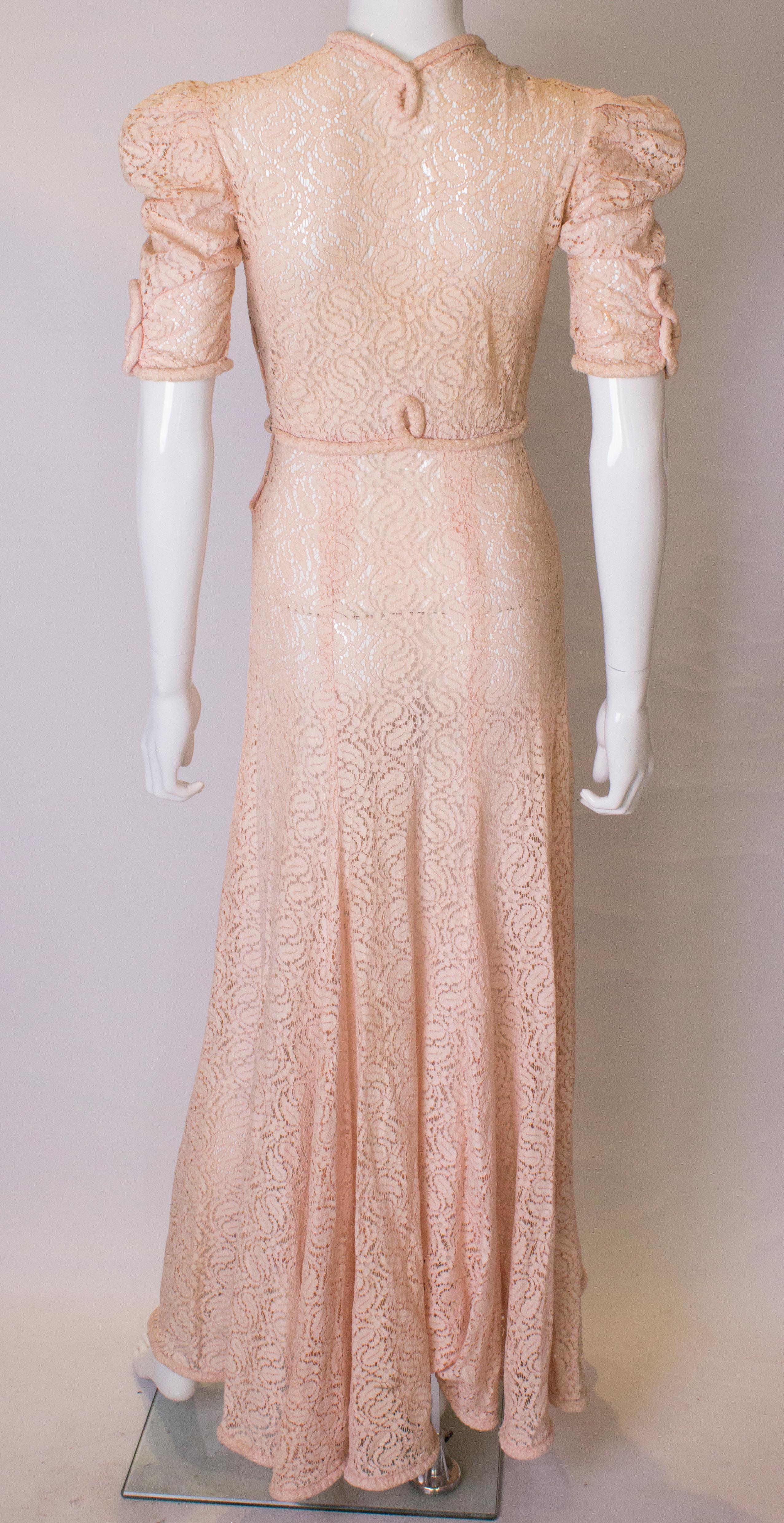 Vintage Pink Lace Gown 3