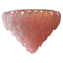 Vintage pink leaf Murano Glass Waterfall Chandelier