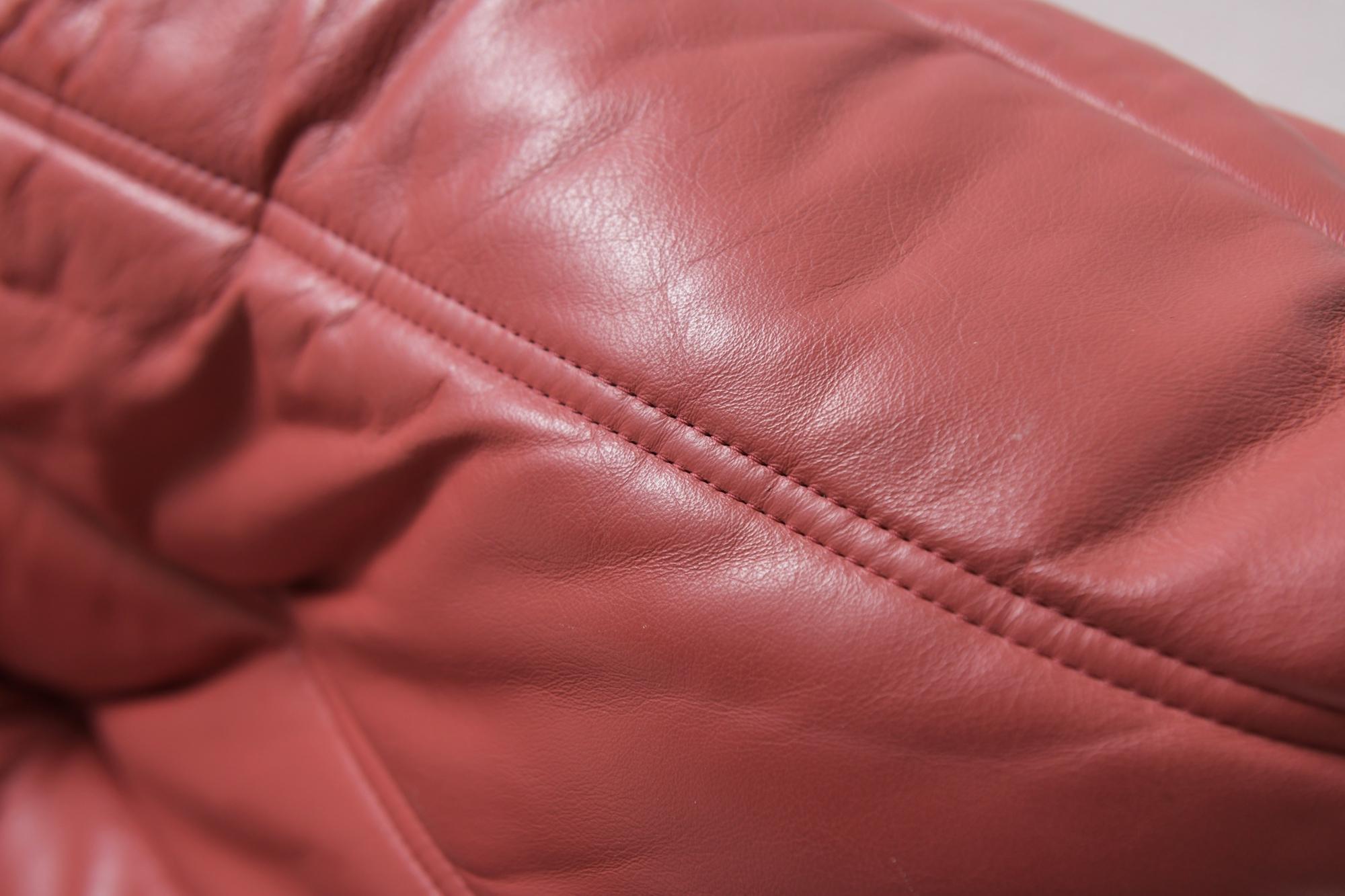 Vintage Pink Leather Togo by Michel Ducaroy for Ligne Roset France 4