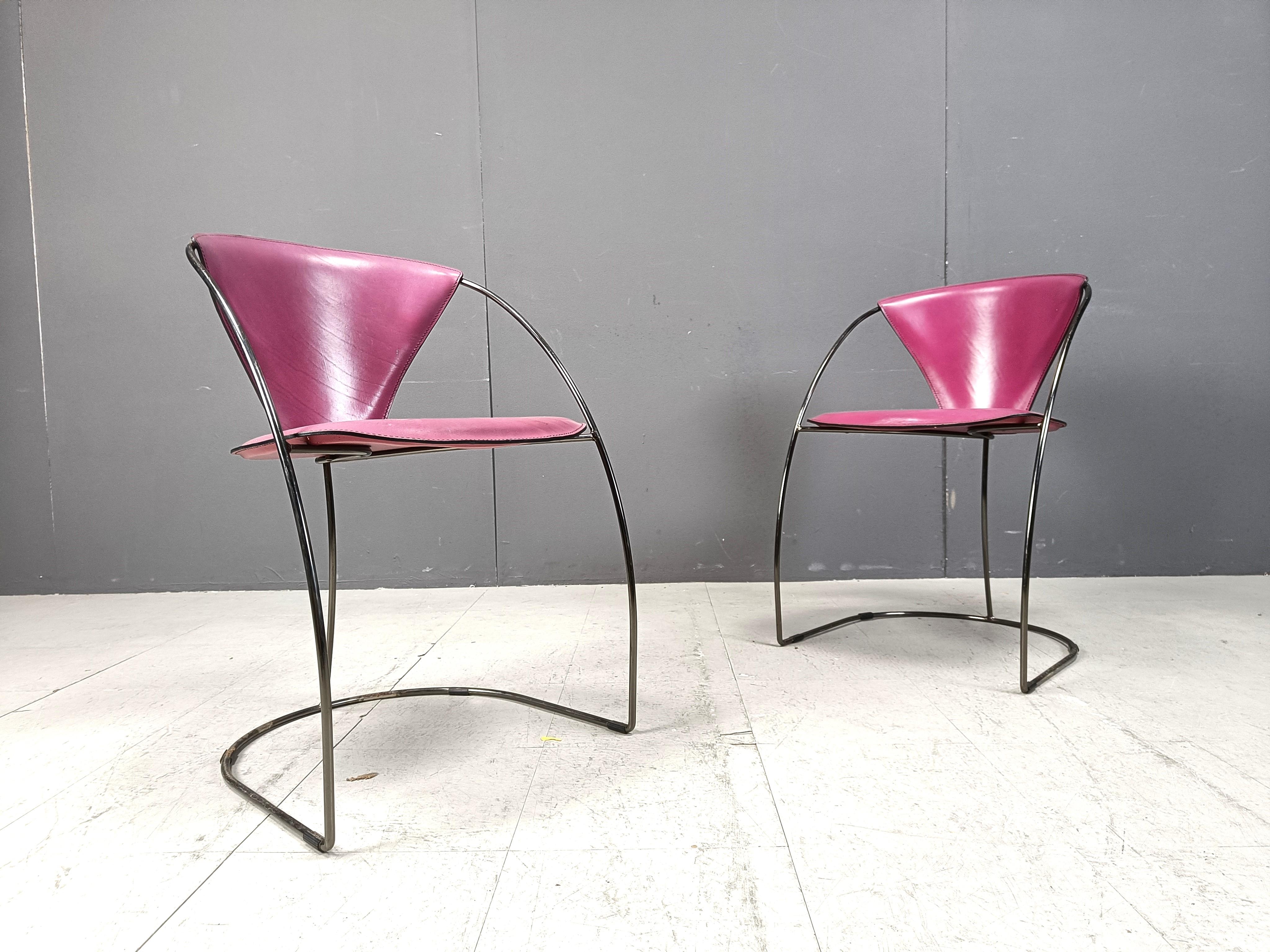 Sedie da pranzo 'linda' rosa vintage di Arrben, anni '80 - set di 4 in vendita 2