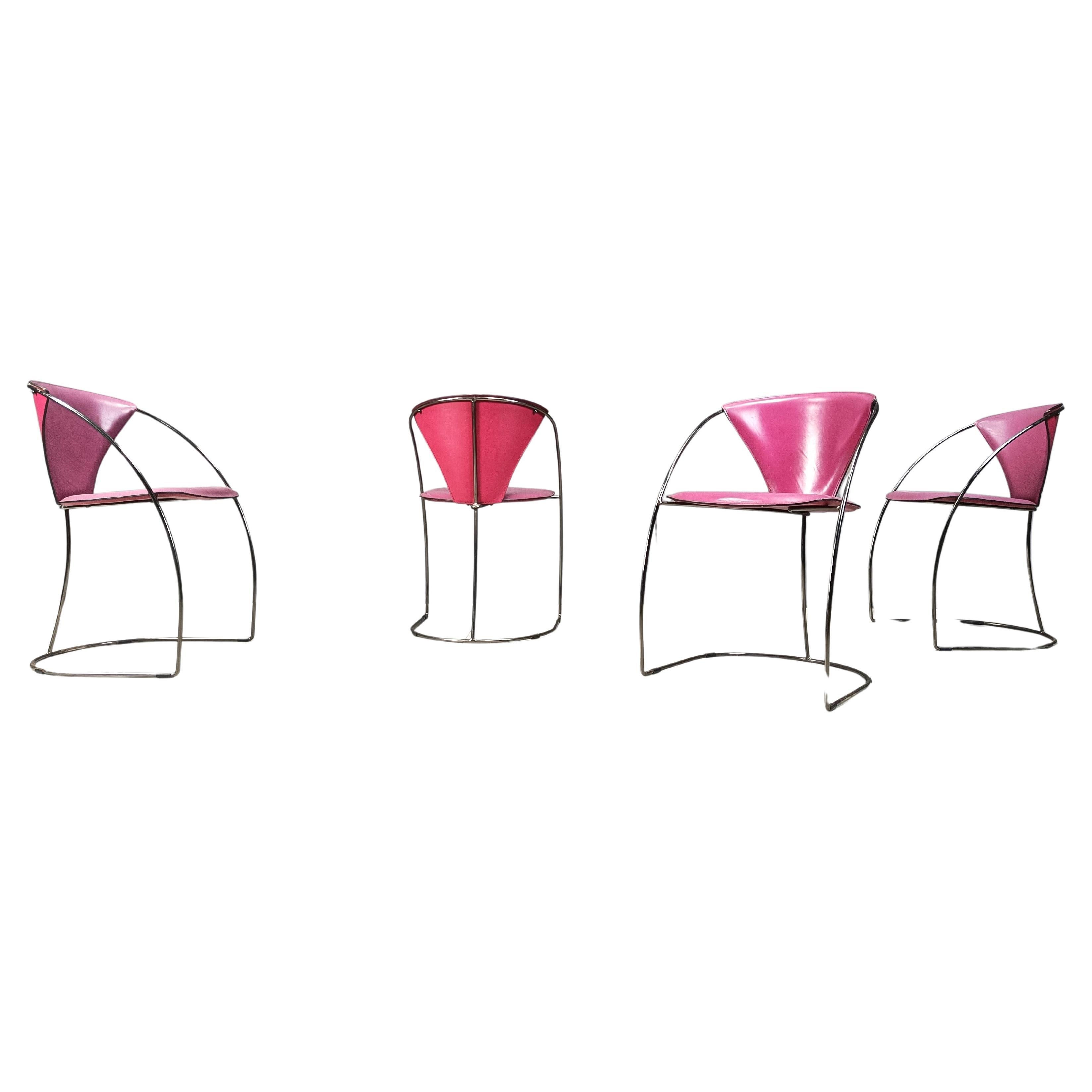 Vintage pink 'linda' dining chairs by Arrben, 1980s - set of 4