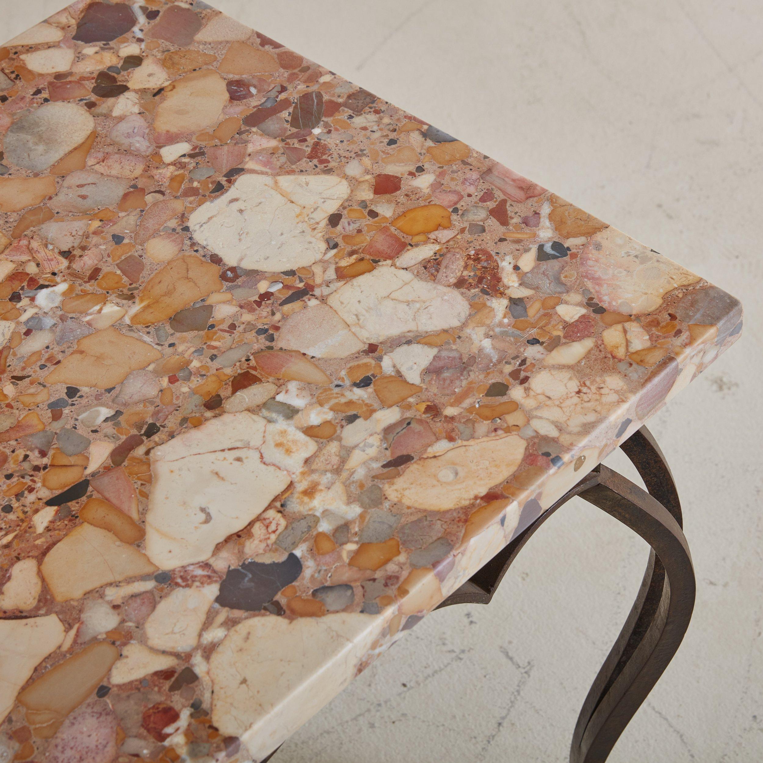 20th Century Antique Jacques Adnet + René Gabriel Style Italian Pink Marble Top Coffee Table