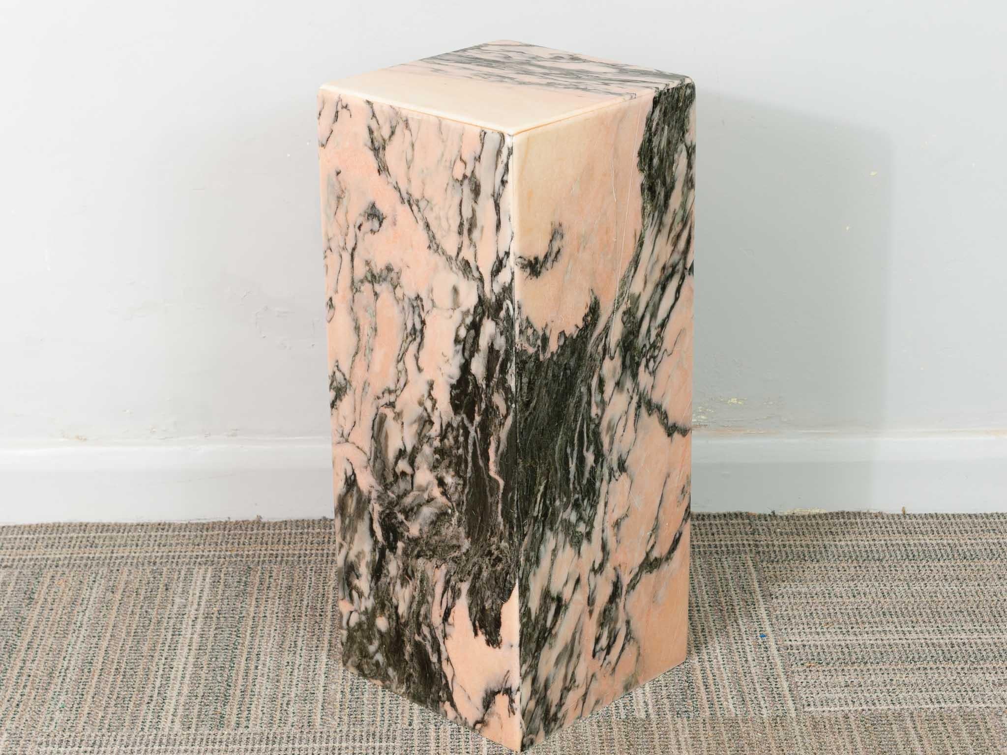 Italian Vintage Pink Marble Rectangular Plinth