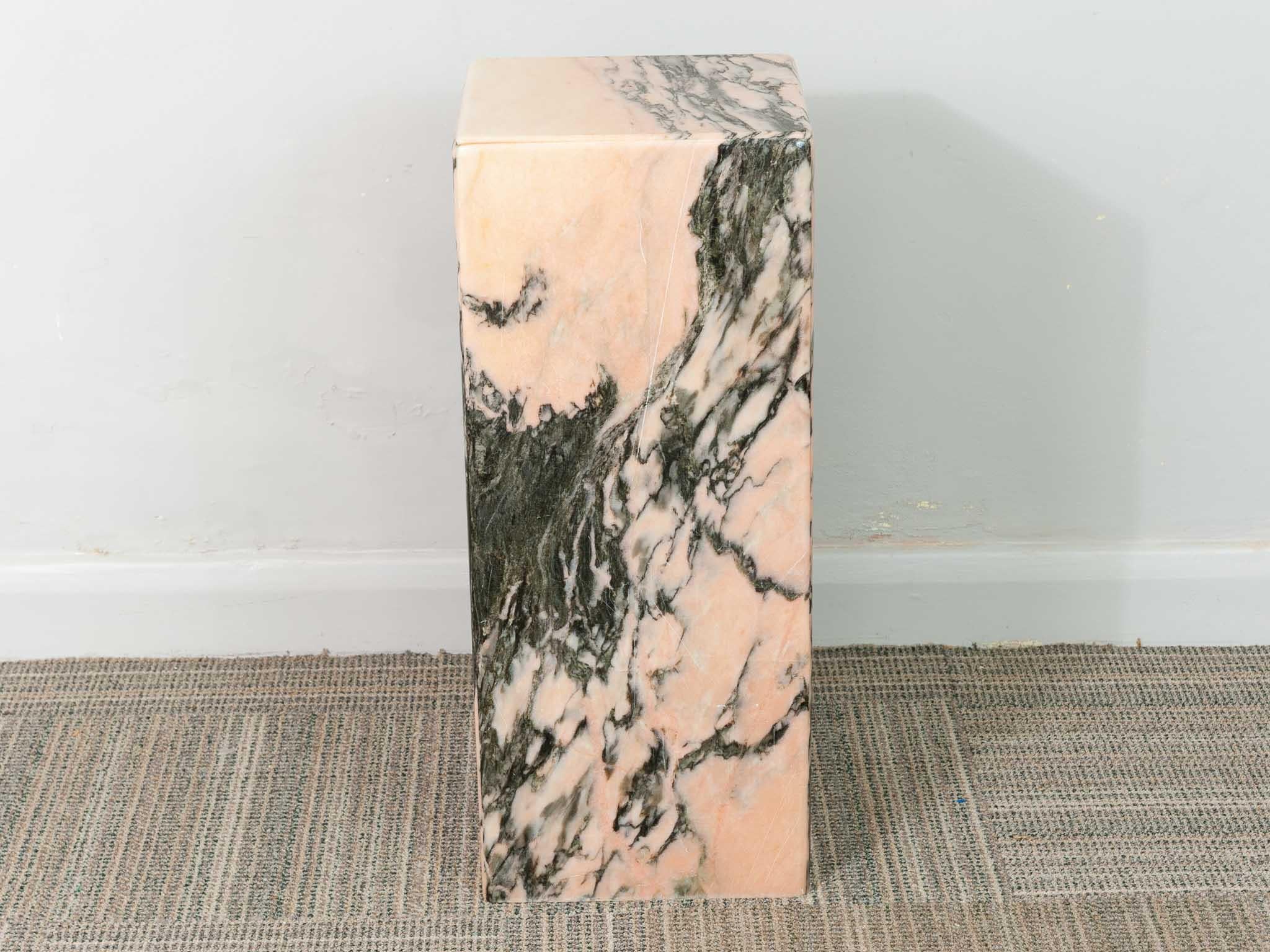 Vintage Pink Marble Rectangular Plinth In Good Condition In London, England