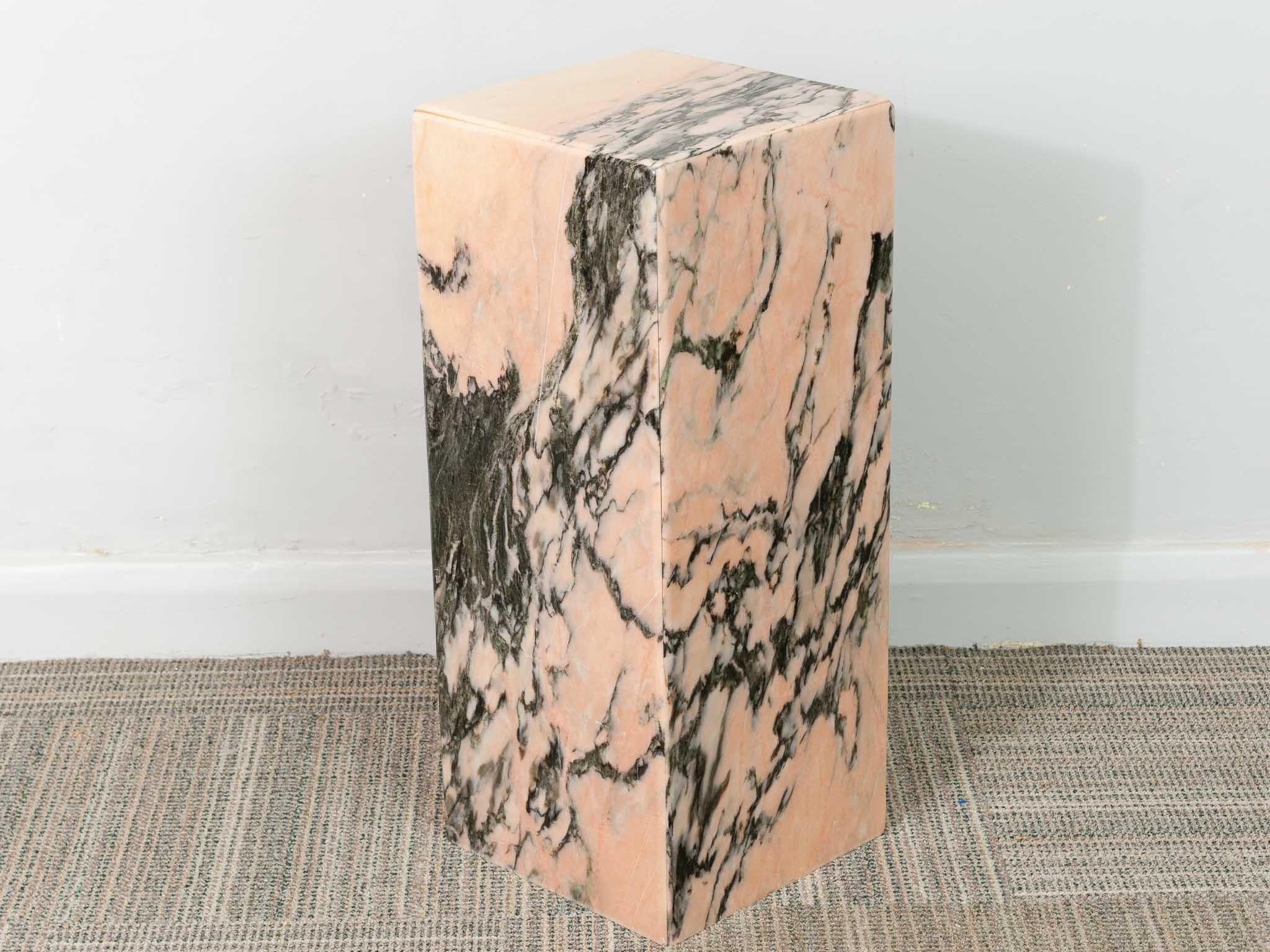 20th Century Vintage Pink Marble Rectangular Plinth