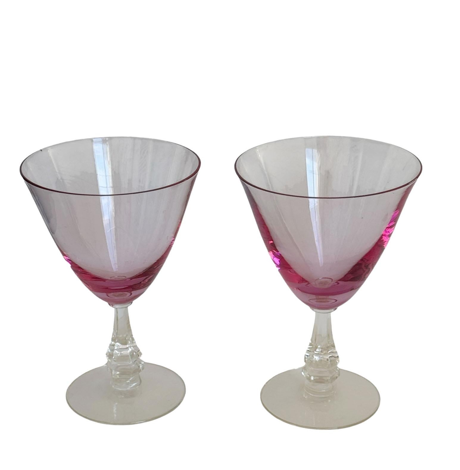 Metà XX secolo Bicchieri da Martini rosa vintage in vendita