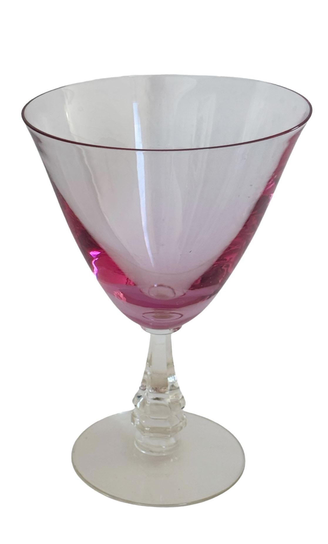 Cristallo Bicchieri da Martini rosa vintage in vendita