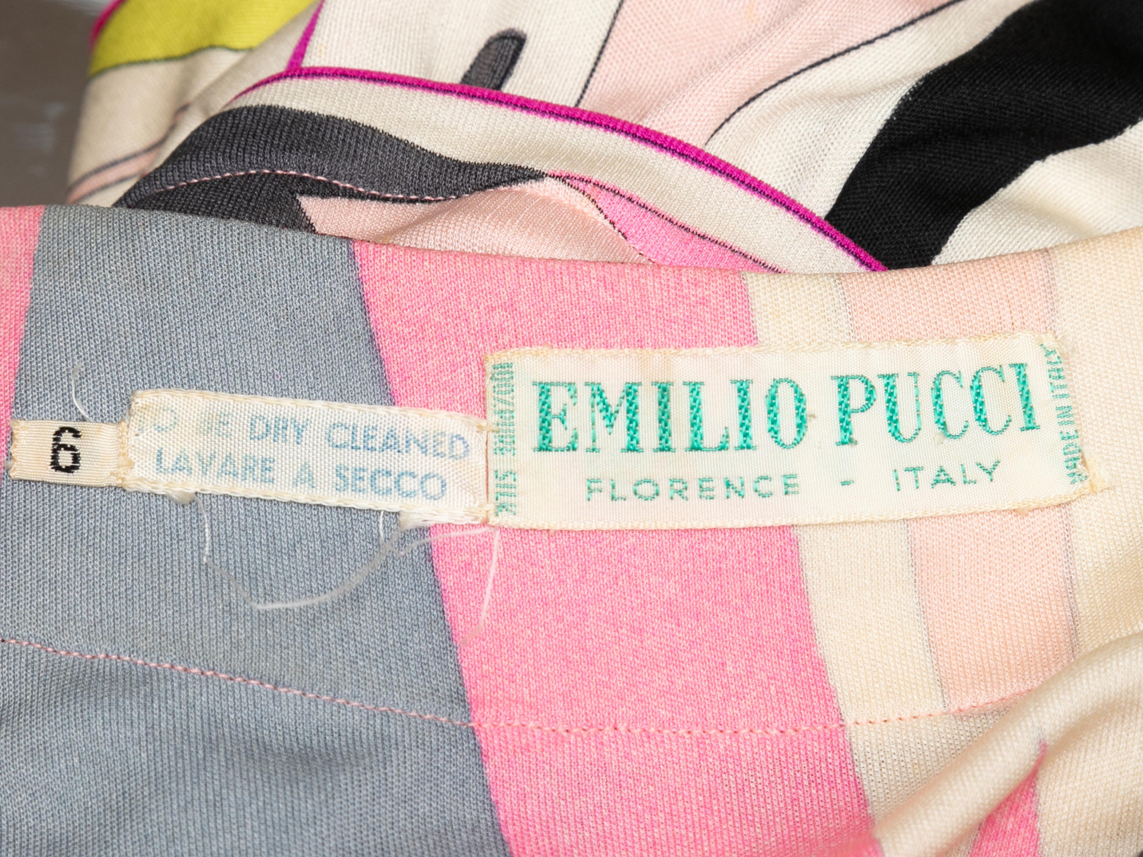Vintage Pink & Multicolor Emilio Pucci 1970s Geometric Print Dress Size US 6 For Sale 1