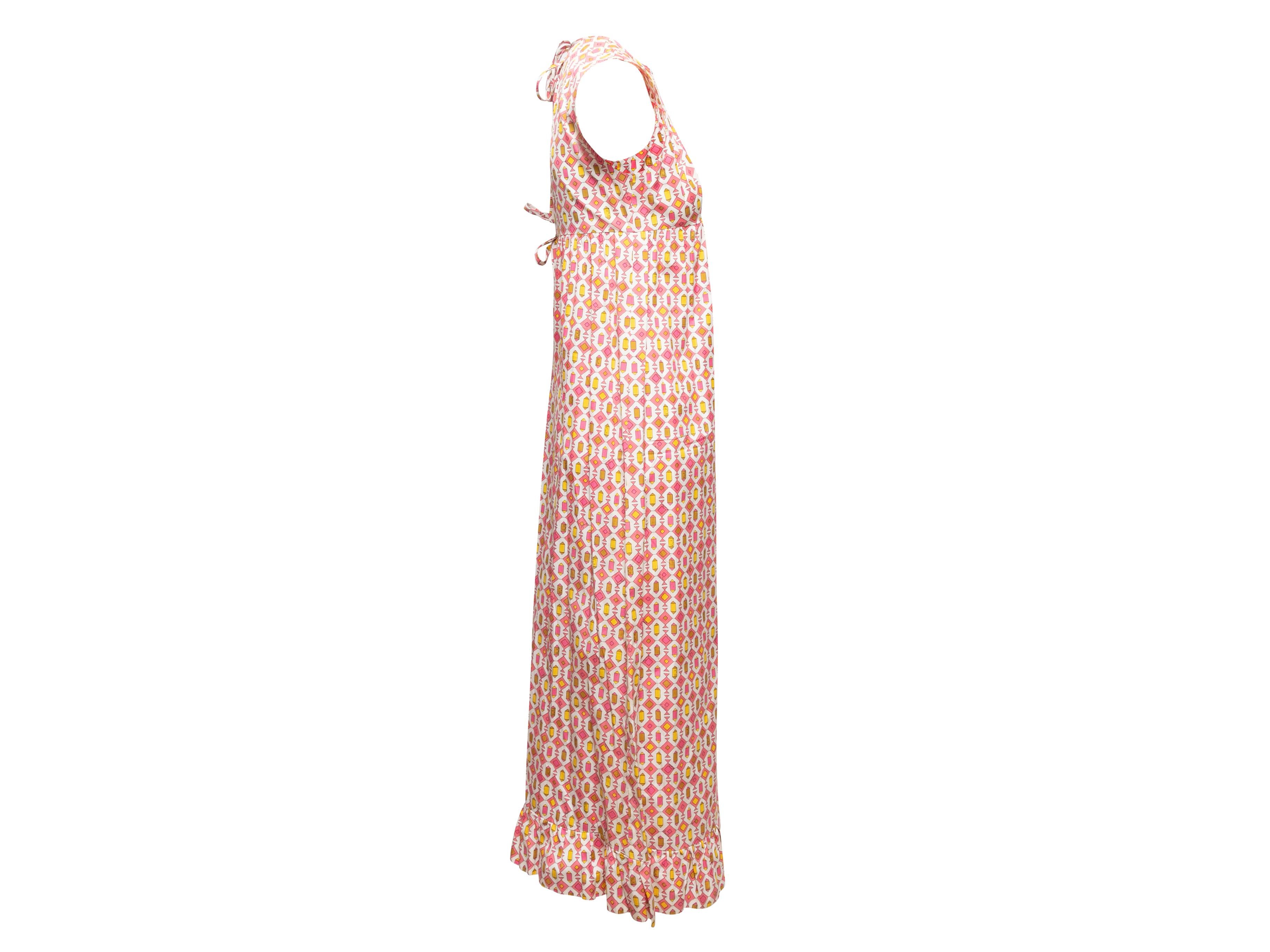 Vintage Rosa & mehrfarbiges bedrucktes Emilio Pucci Vintage-Kleid Größe US 8 Damen im Angebot
