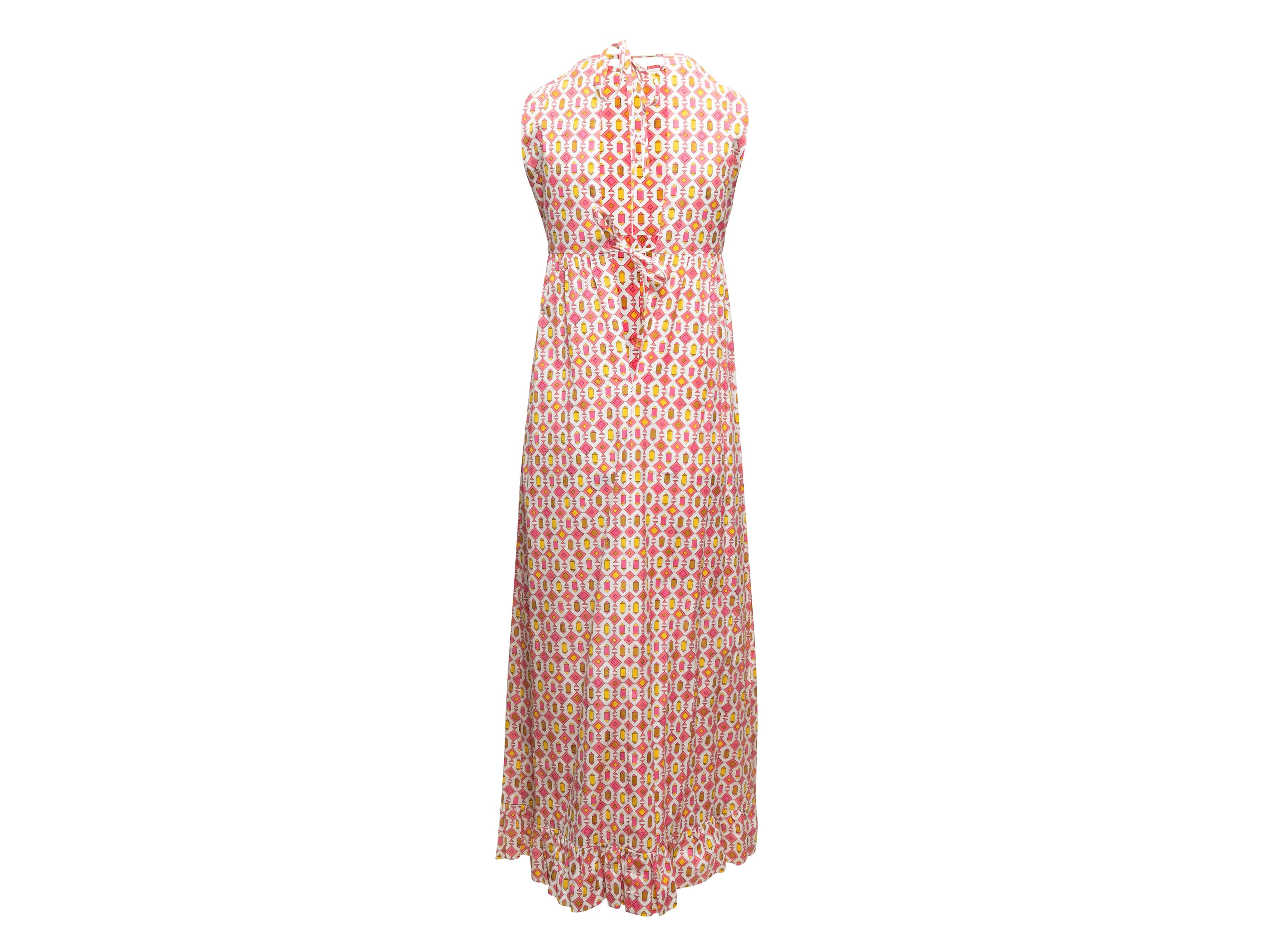 Vintage Pink & Multicolor Emilio Pucci Printed Dress Size US 8 For Sale 1
