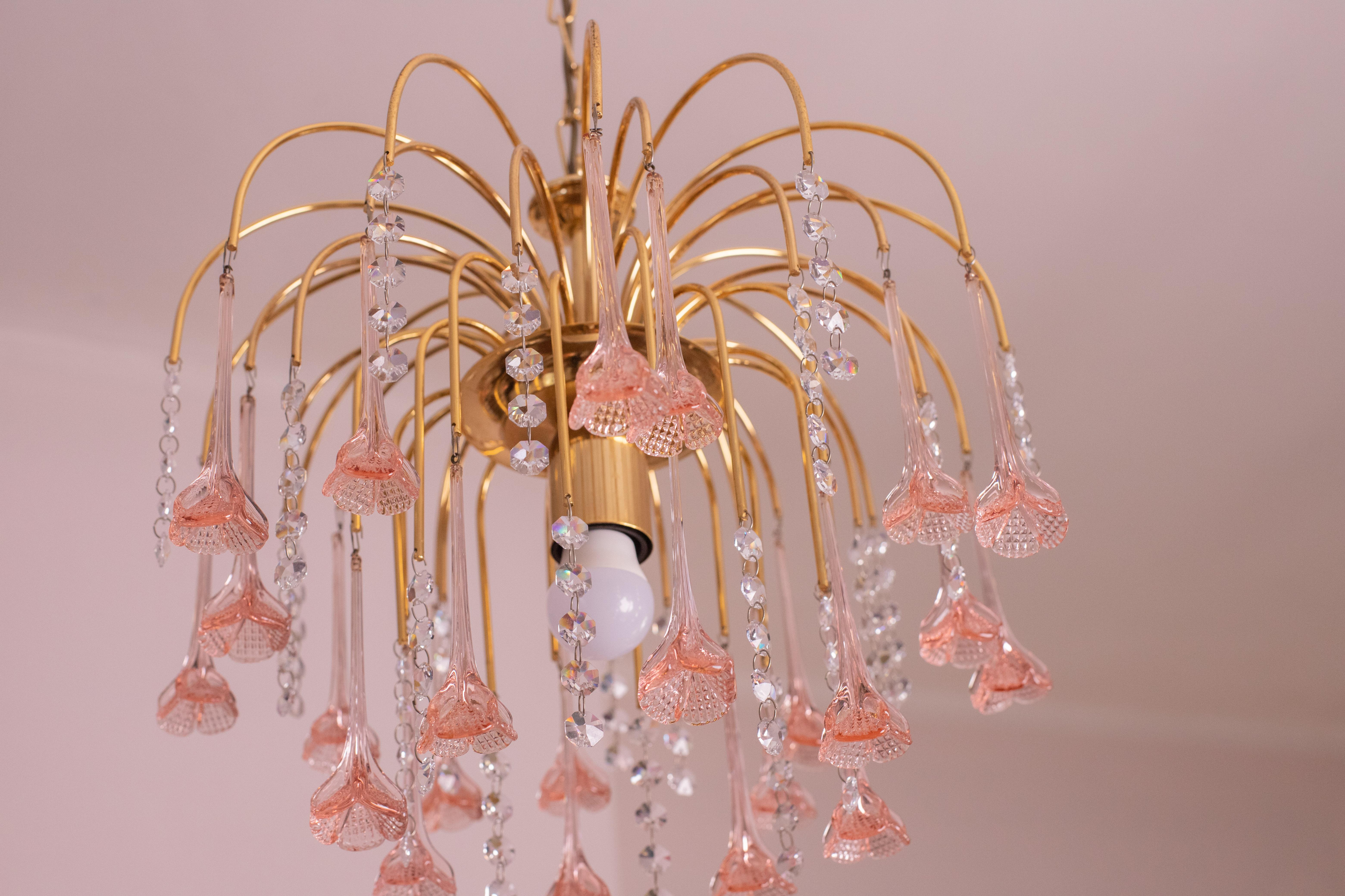 Vintage Pink Murano Chandelier, 1980s For Sale 6