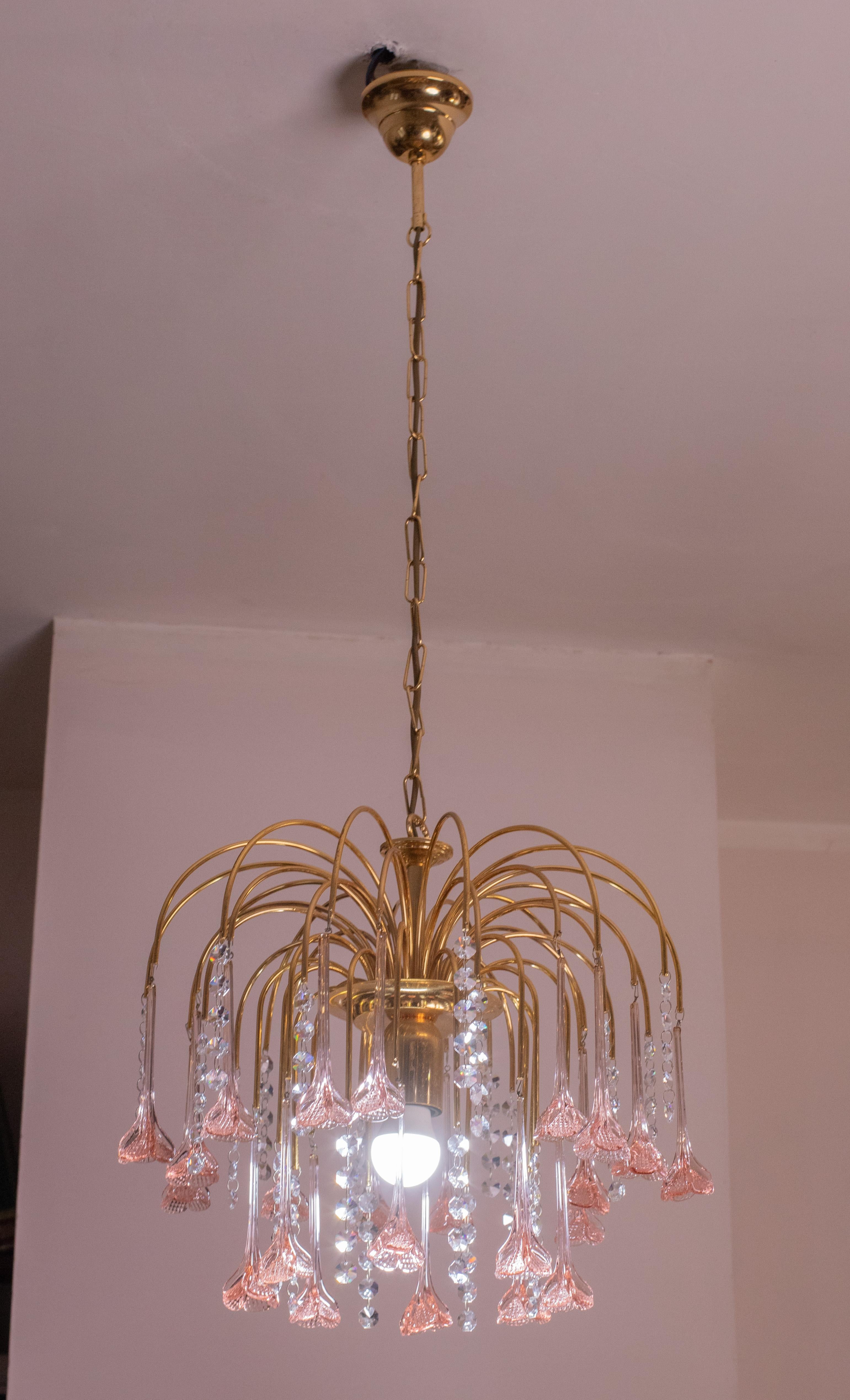 Vintage Pink Murano Chandelier, 1980s In Good Condition For Sale In Roma, IT