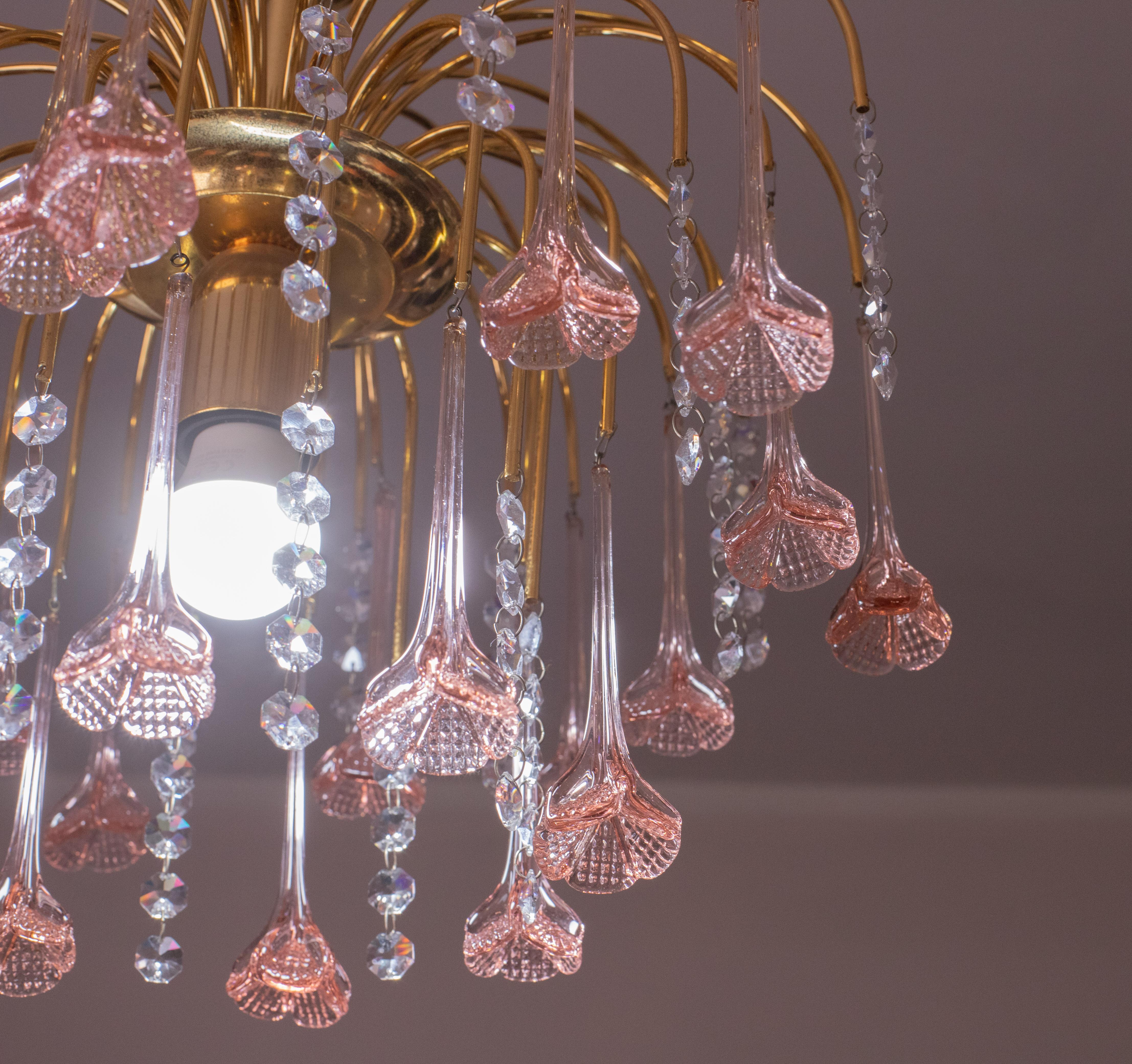 Vintage Pink Murano Chandelier, 1980s For Sale 2