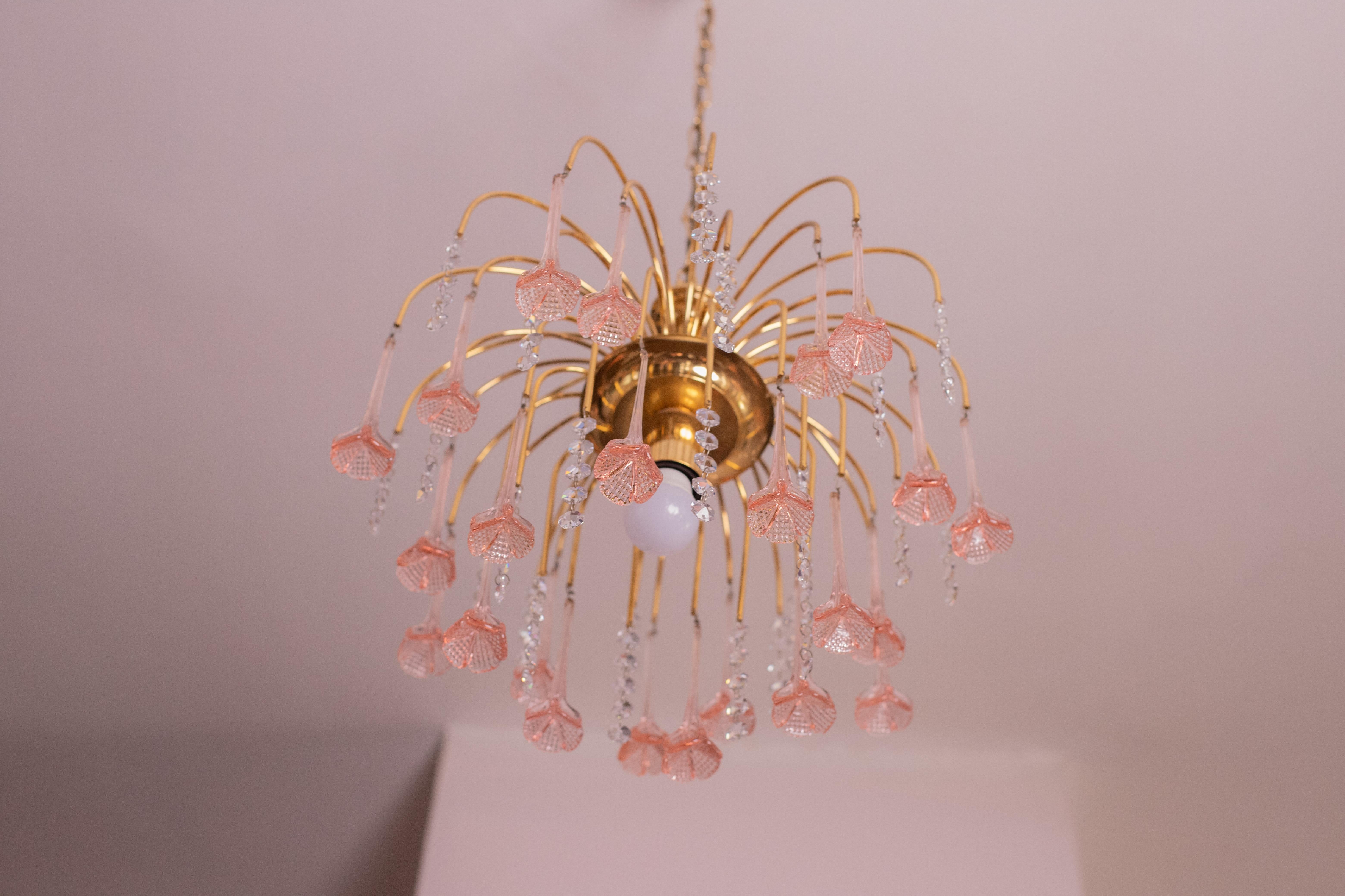 Vintage Pink Murano Chandelier, 1980s For Sale 3