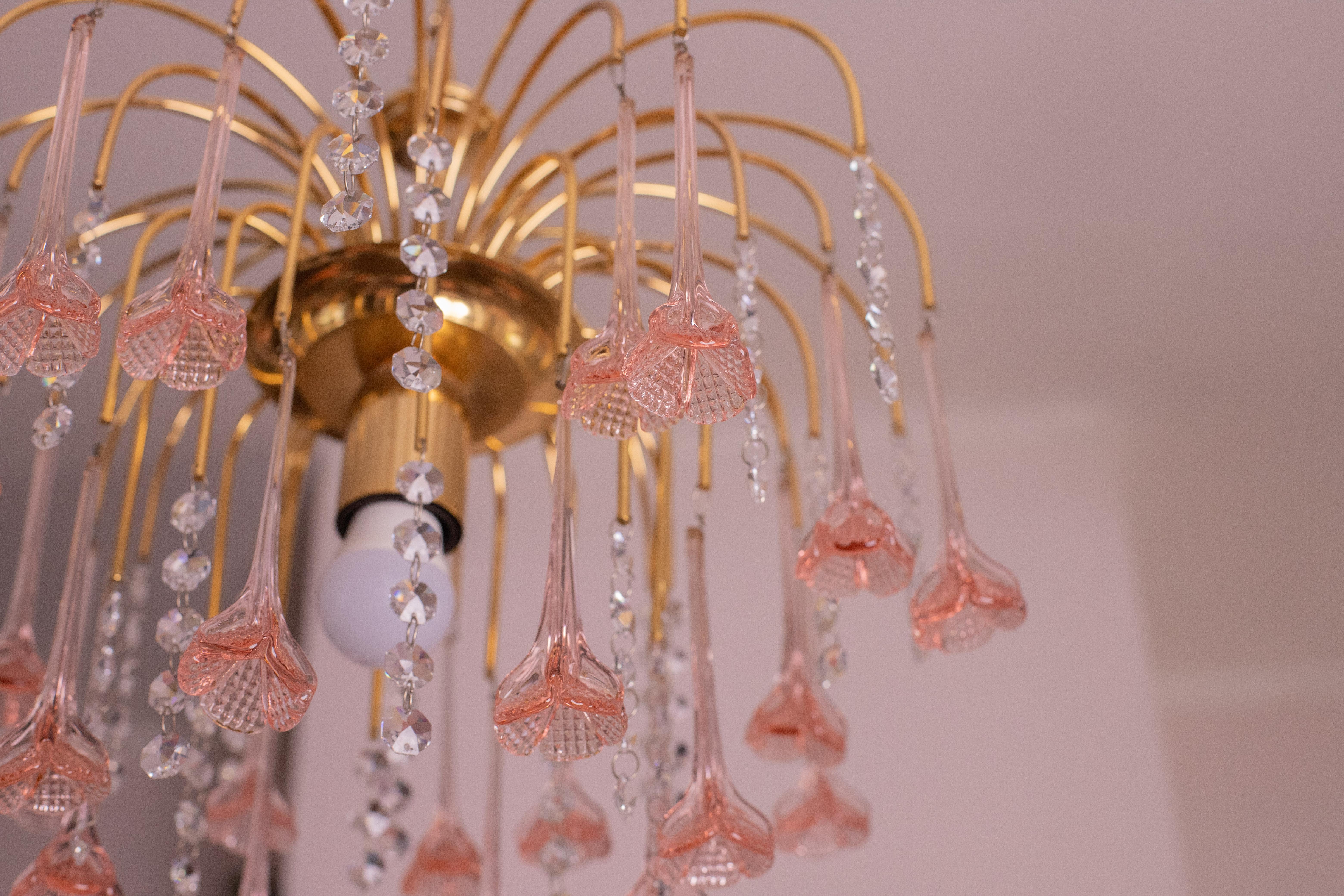Vintage Pink Murano Chandelier, 1980s For Sale 4