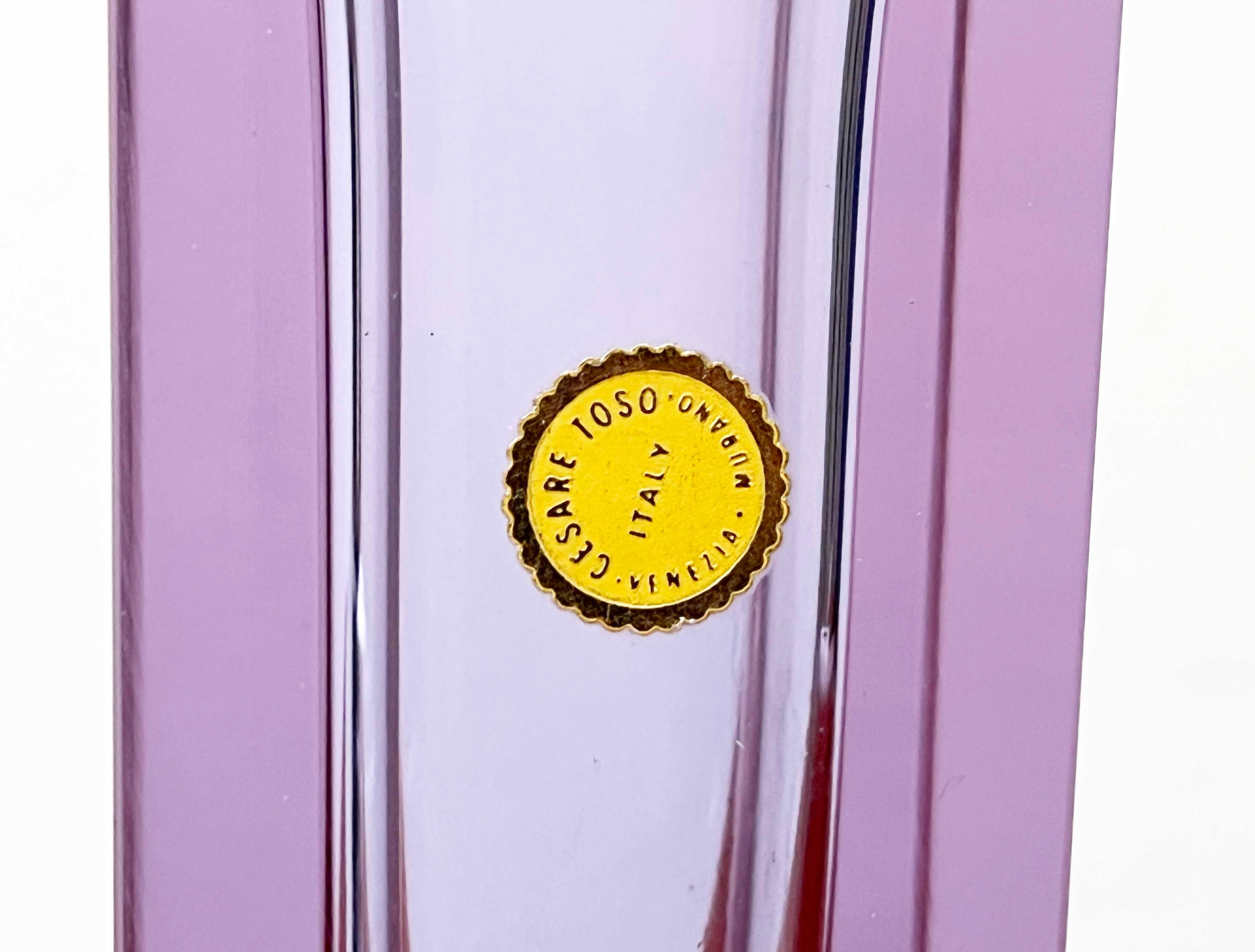 Vase en verre de Murano rose de Cesare Toso, Murano Venezia, Italie en vente 6
