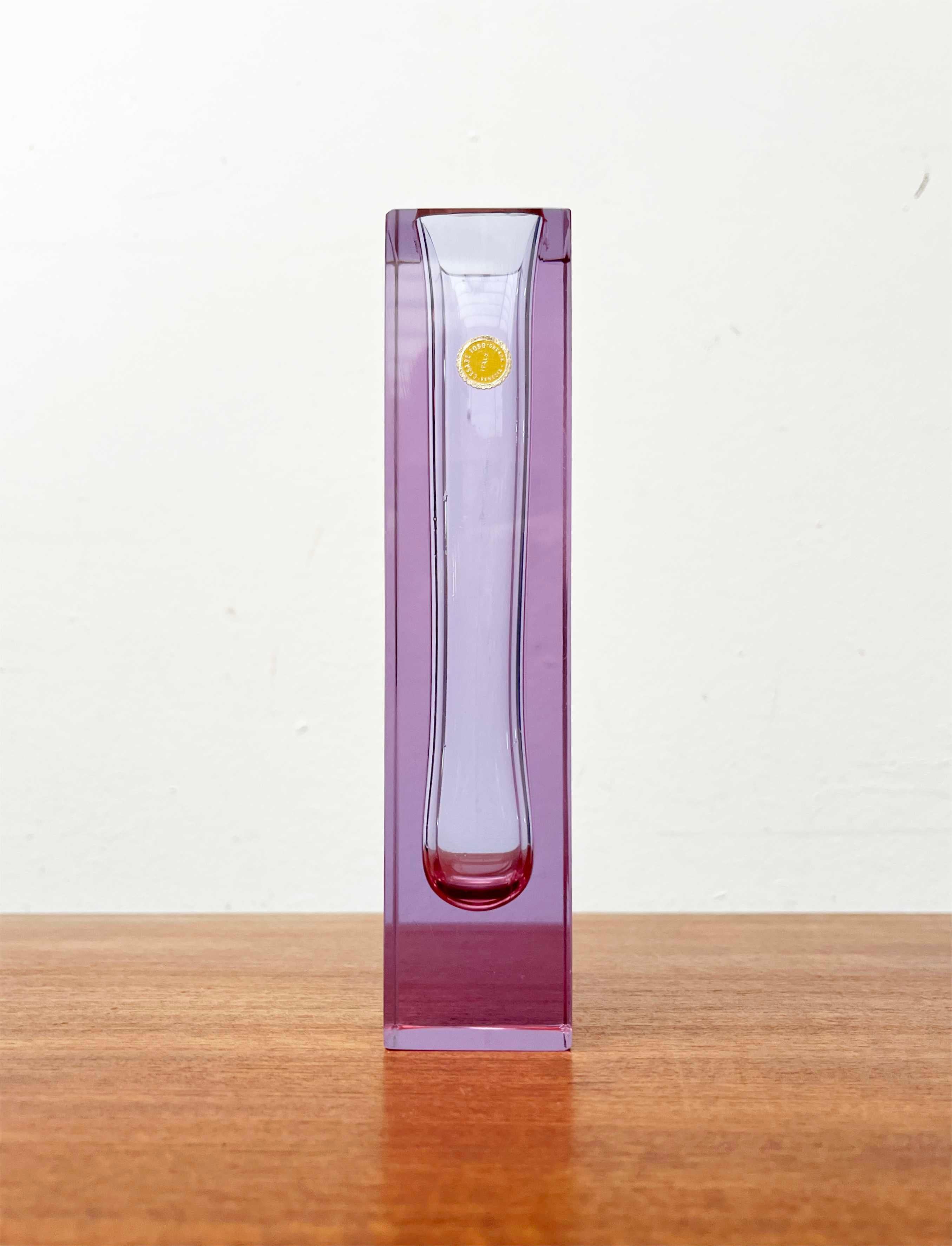 Vase en verre de Murano rose de Cesare Toso, Murano Venezia, Italie en vente 8