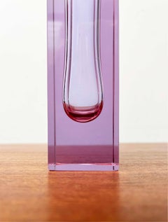 Vintage Pink Murano Glass Block Vase from Cesare Toso, Murano Venezia, Italy