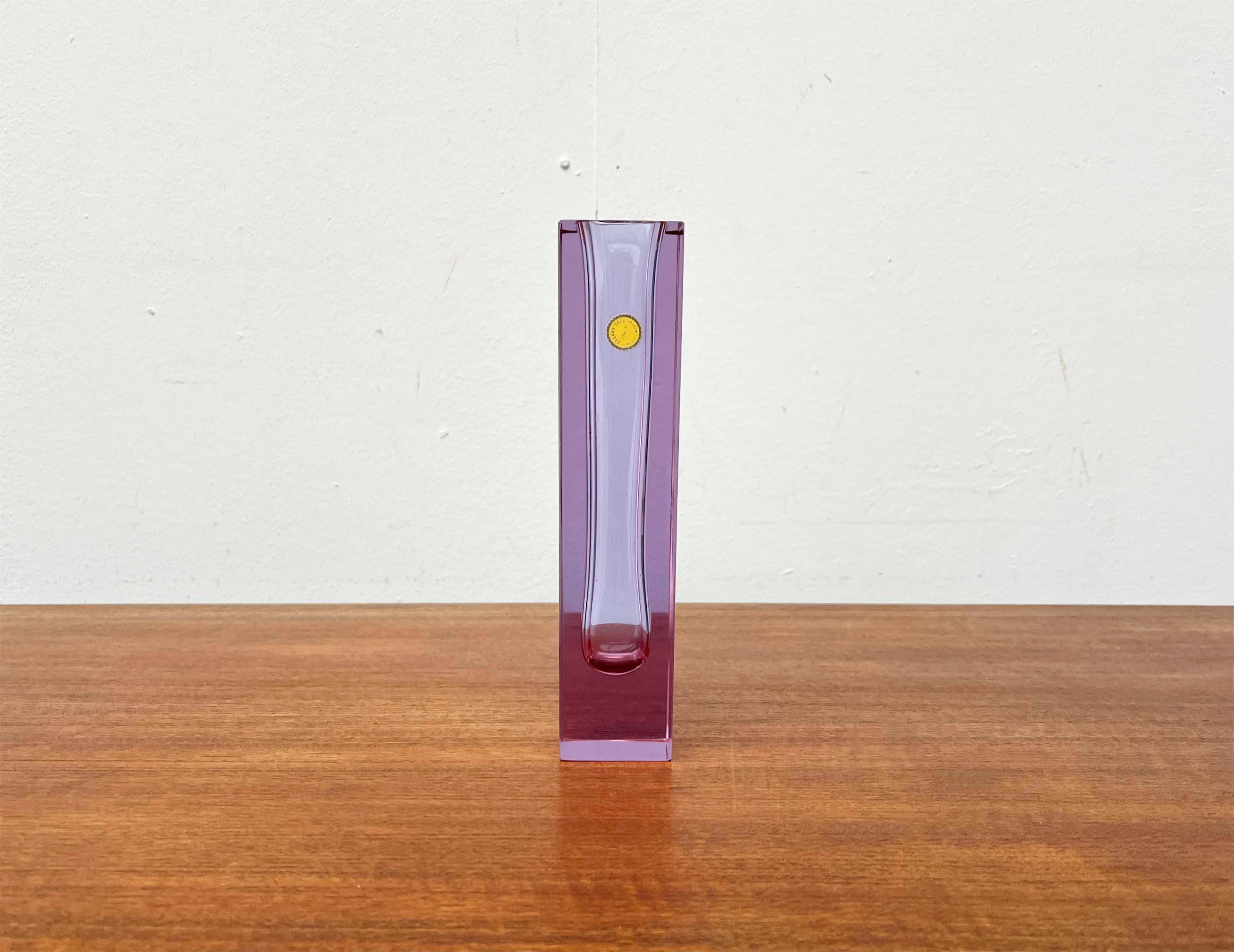 Mid-Century Modern Vase en verre de Murano rose de Cesare Toso, Murano Venezia, Italie en vente