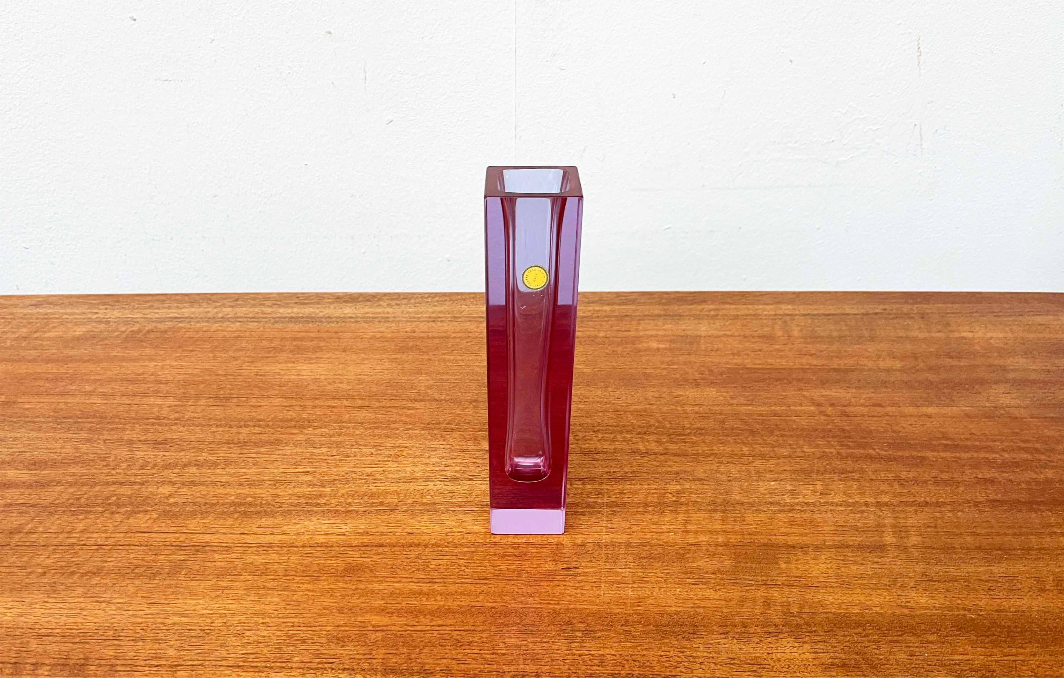Fin du 20e siècle Vase en verre de Murano rose de Cesare Toso, Murano Venezia, Italie en vente