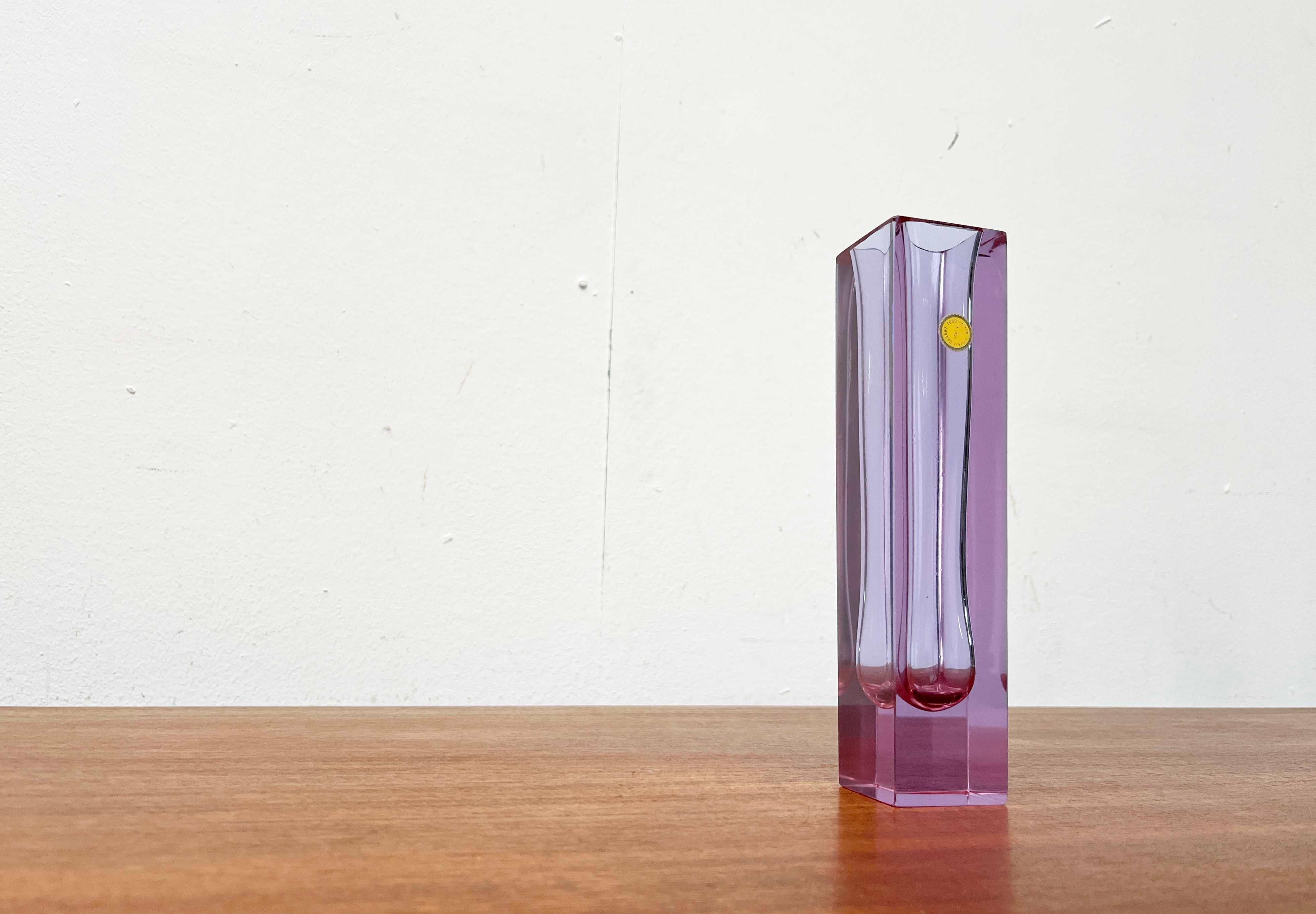 Verre de Murano Vase en verre de Murano rose de Cesare Toso, Murano Venezia, Italie en vente